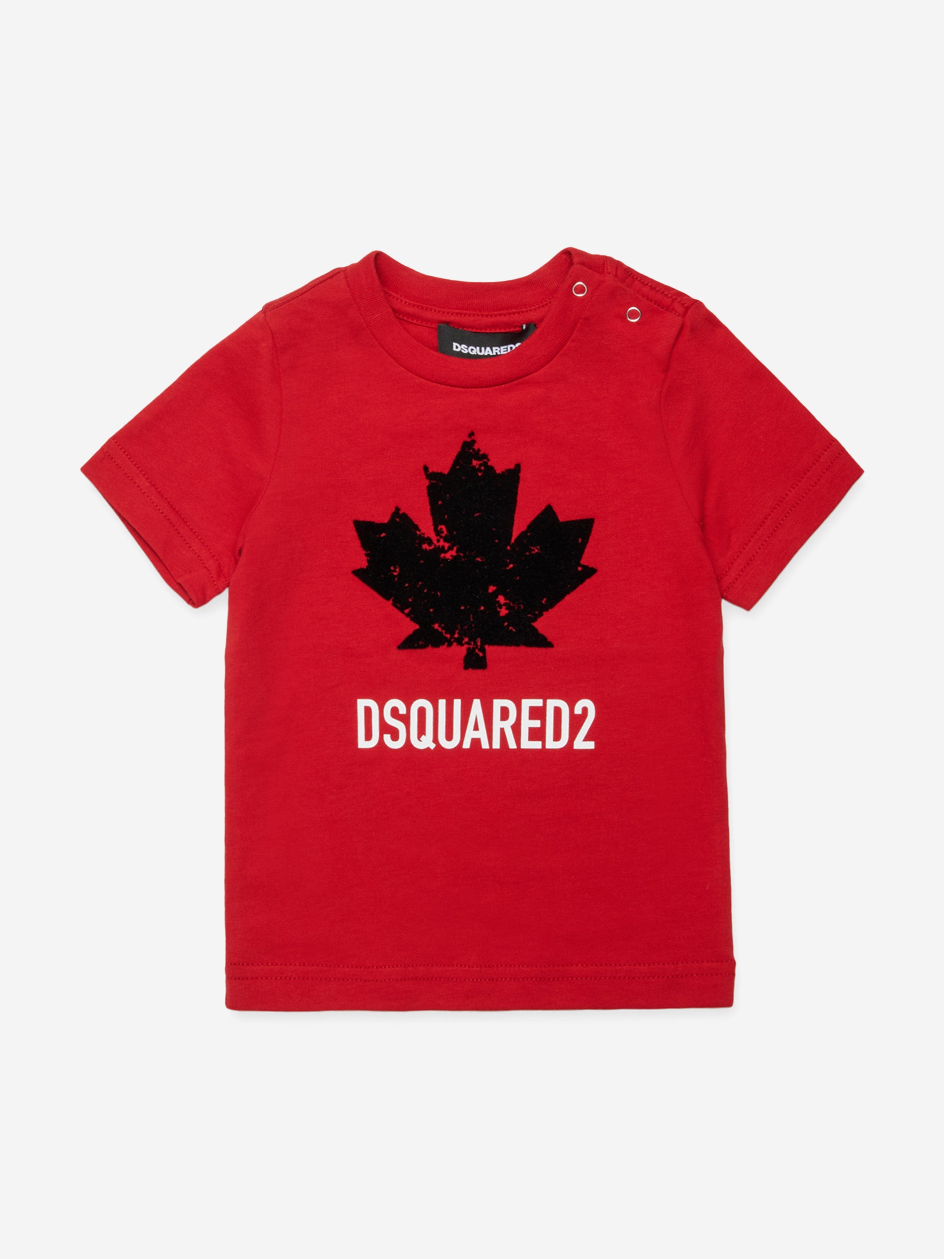 Dsquared2 Baby Maple Leaf Logo T-Shirt in Red