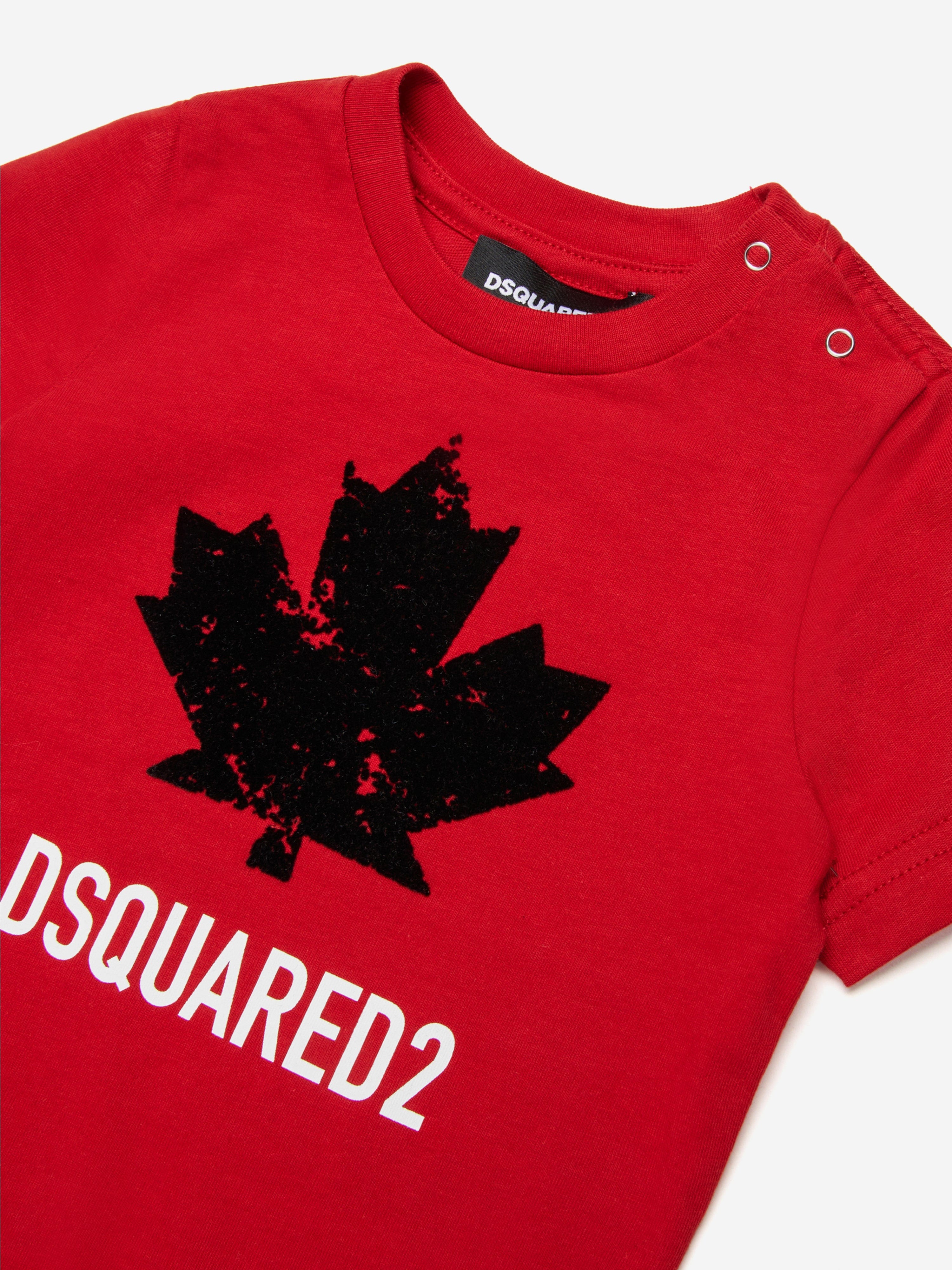 Dsquared2 Baby Maple Leaf Logo T-Shirt in Red