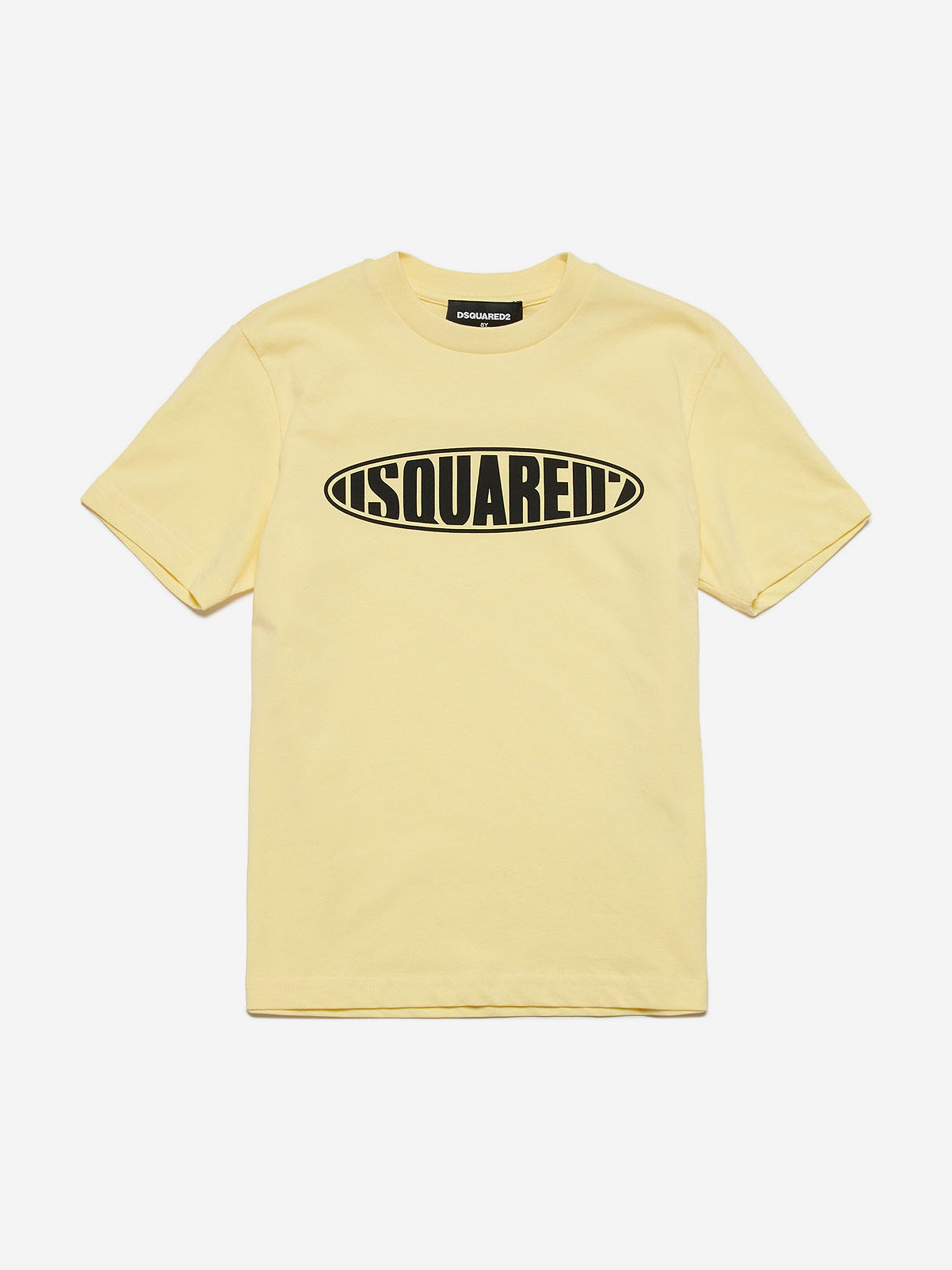 Dsquared2 Kids Rounded Logo T-Shirt in Yellow