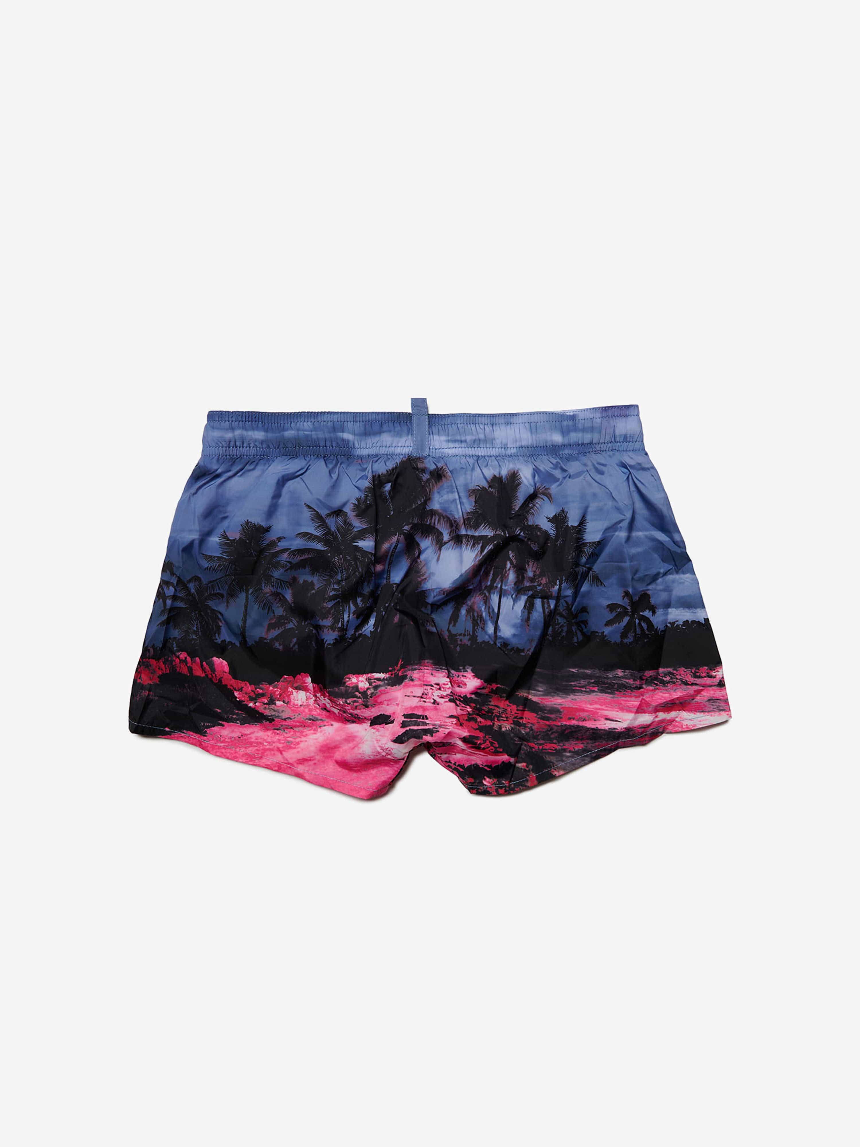 Dsquared2 Boys Palm Tree Swim Shorts in Blue