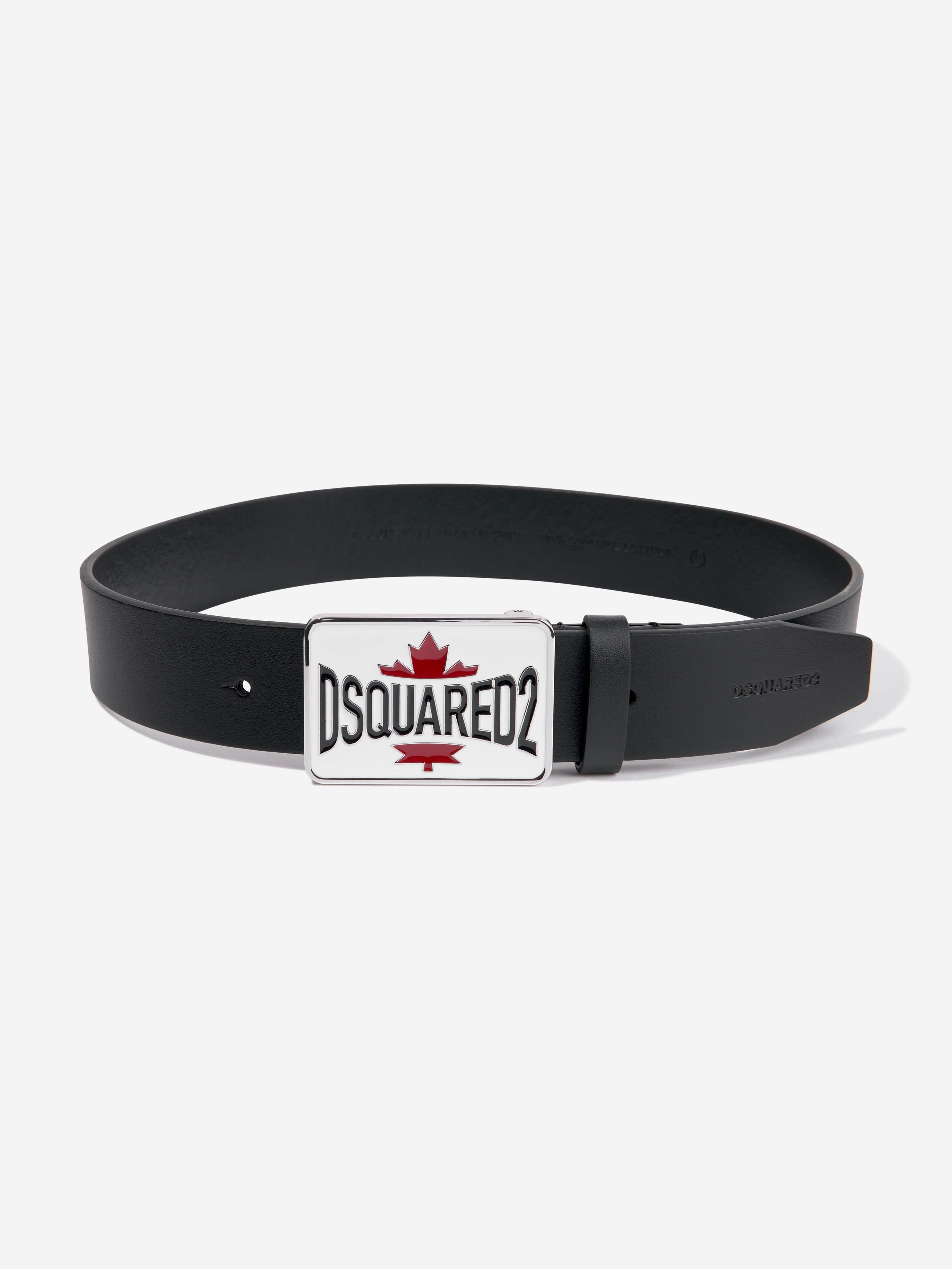 Dsquared2 Kids Leather Logo Belt in Black