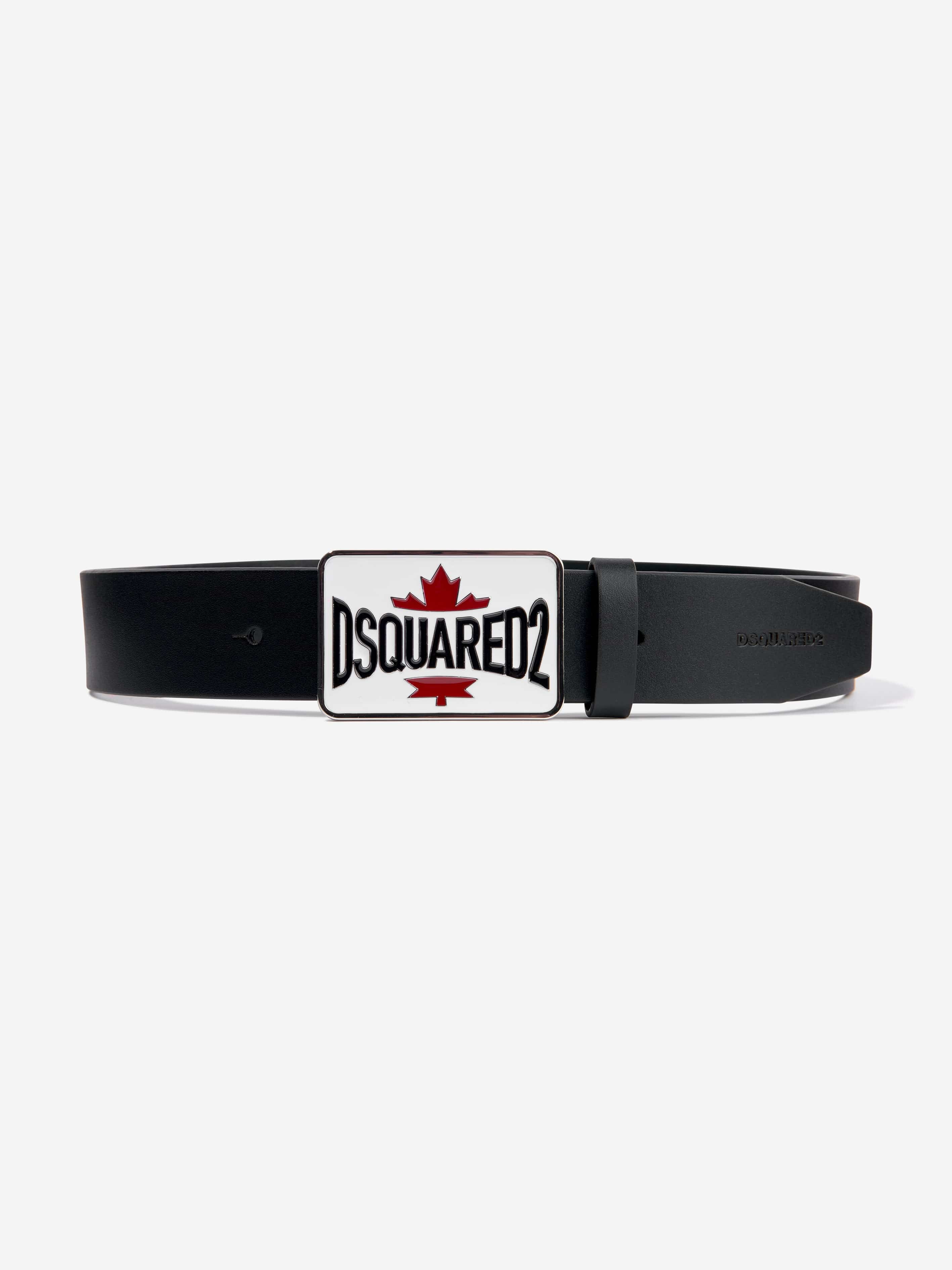 Dsquared2 Kids Leather Logo Belt in Black