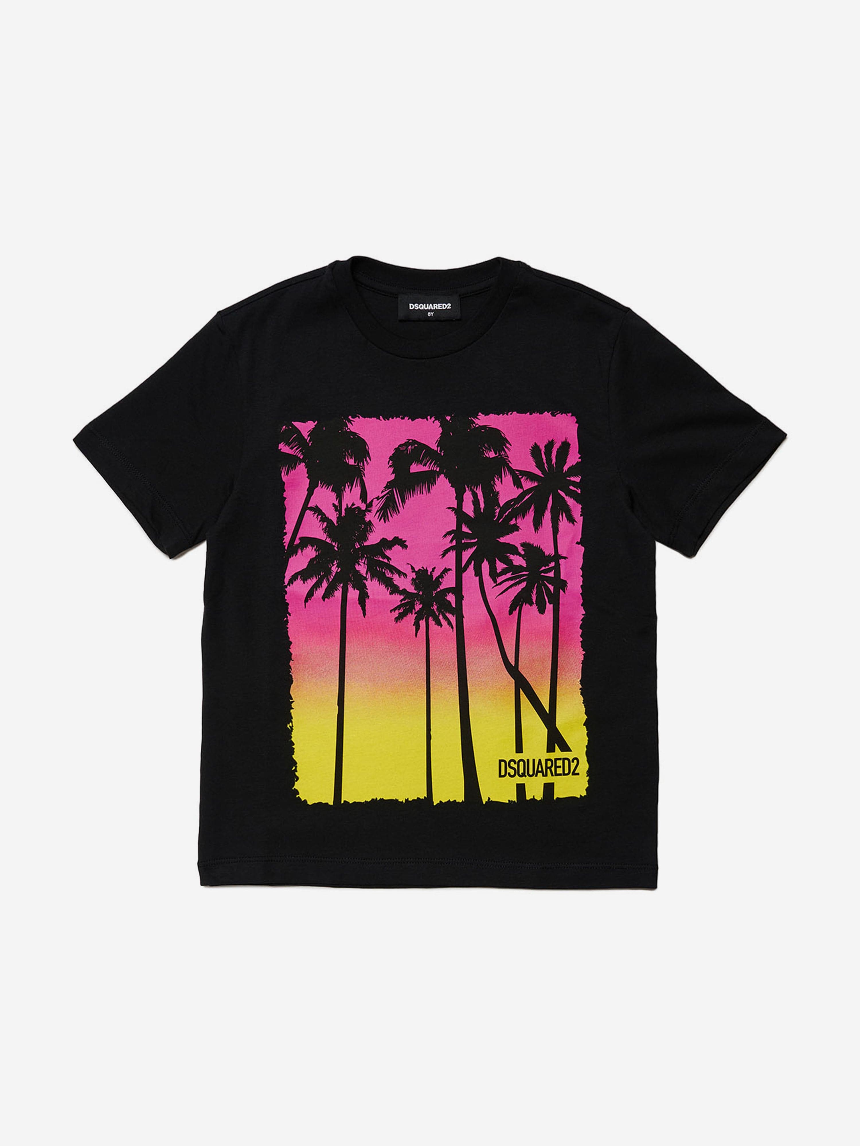 Dsquared2 Kids Palm Tree T-Shirt in Black