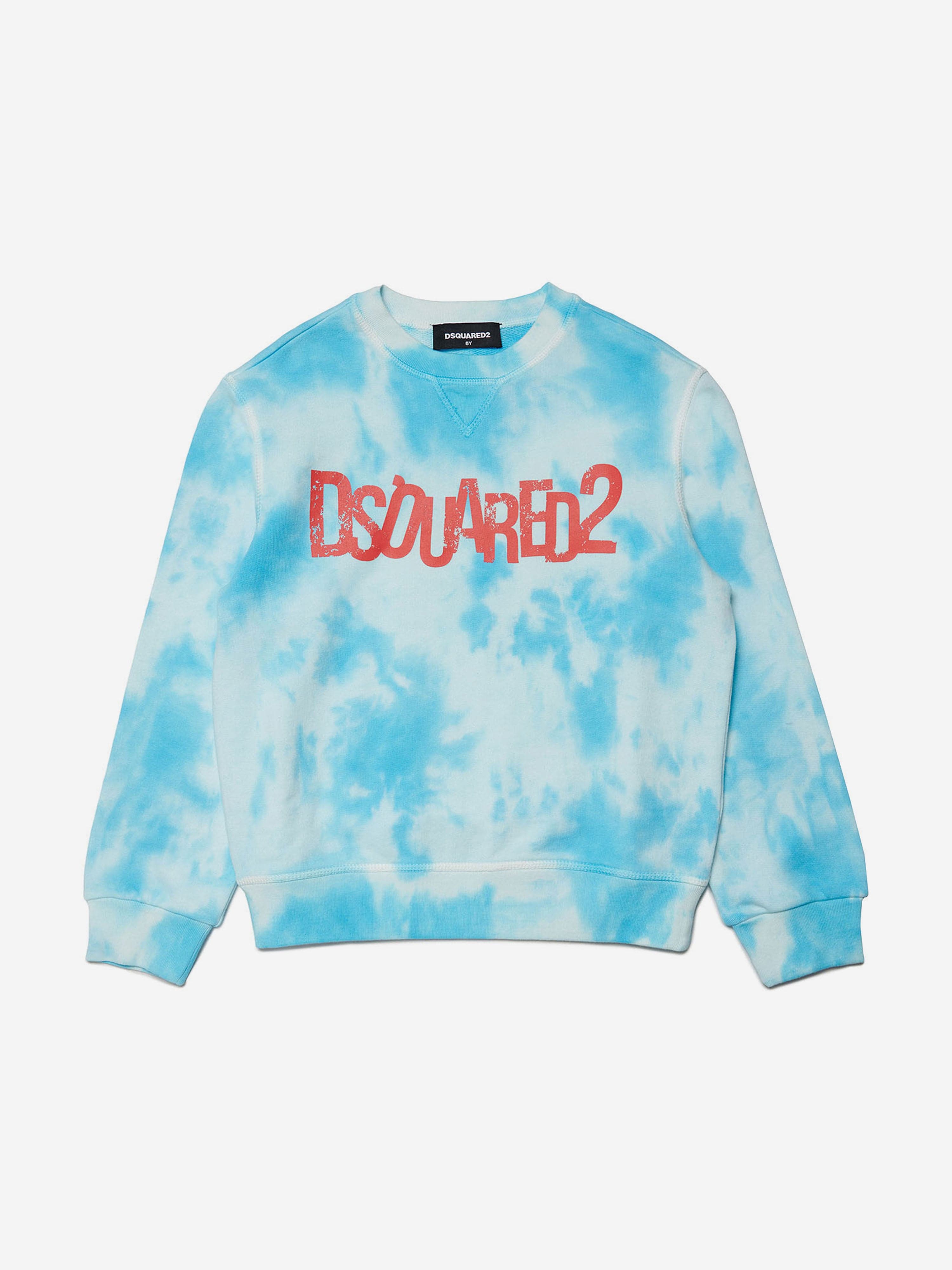 Dsquared2 Kids Tie-Dye Logo Sweatshirt in Blue