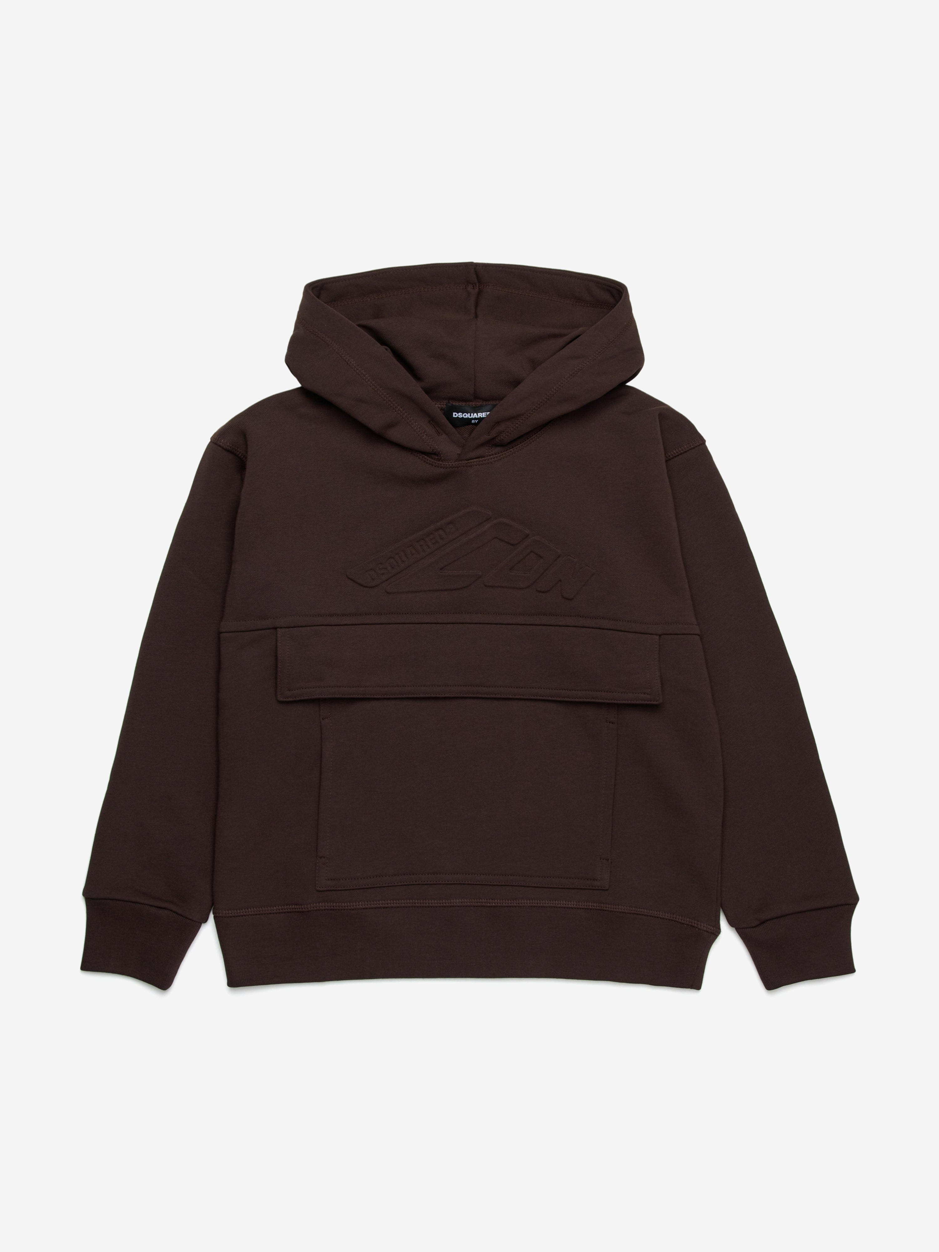 Dsquared2 Kids Icon Pocket Hoodie in Brown