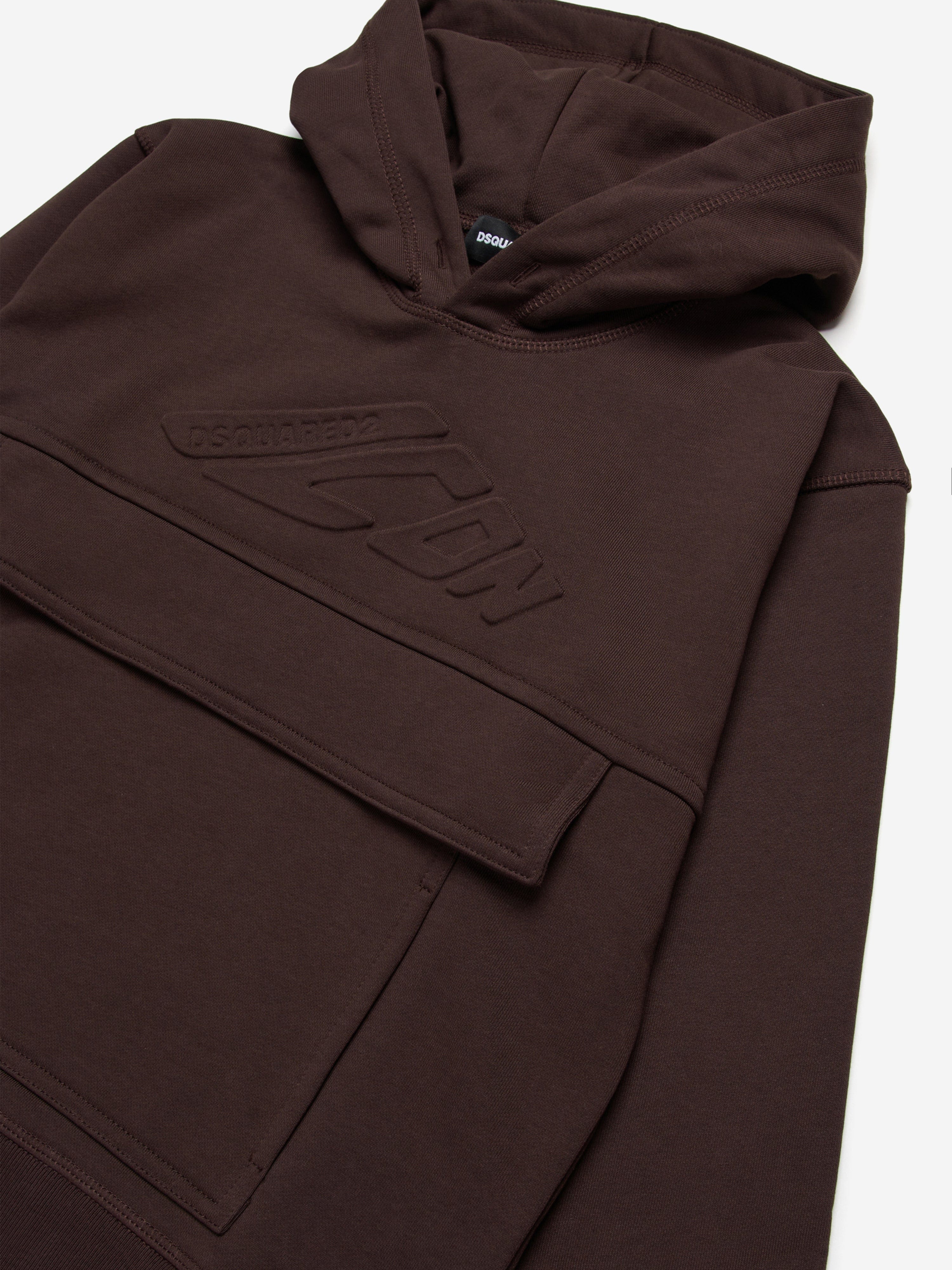 Dsquared2 Kids Icon Pocket Hoodie in Brown
