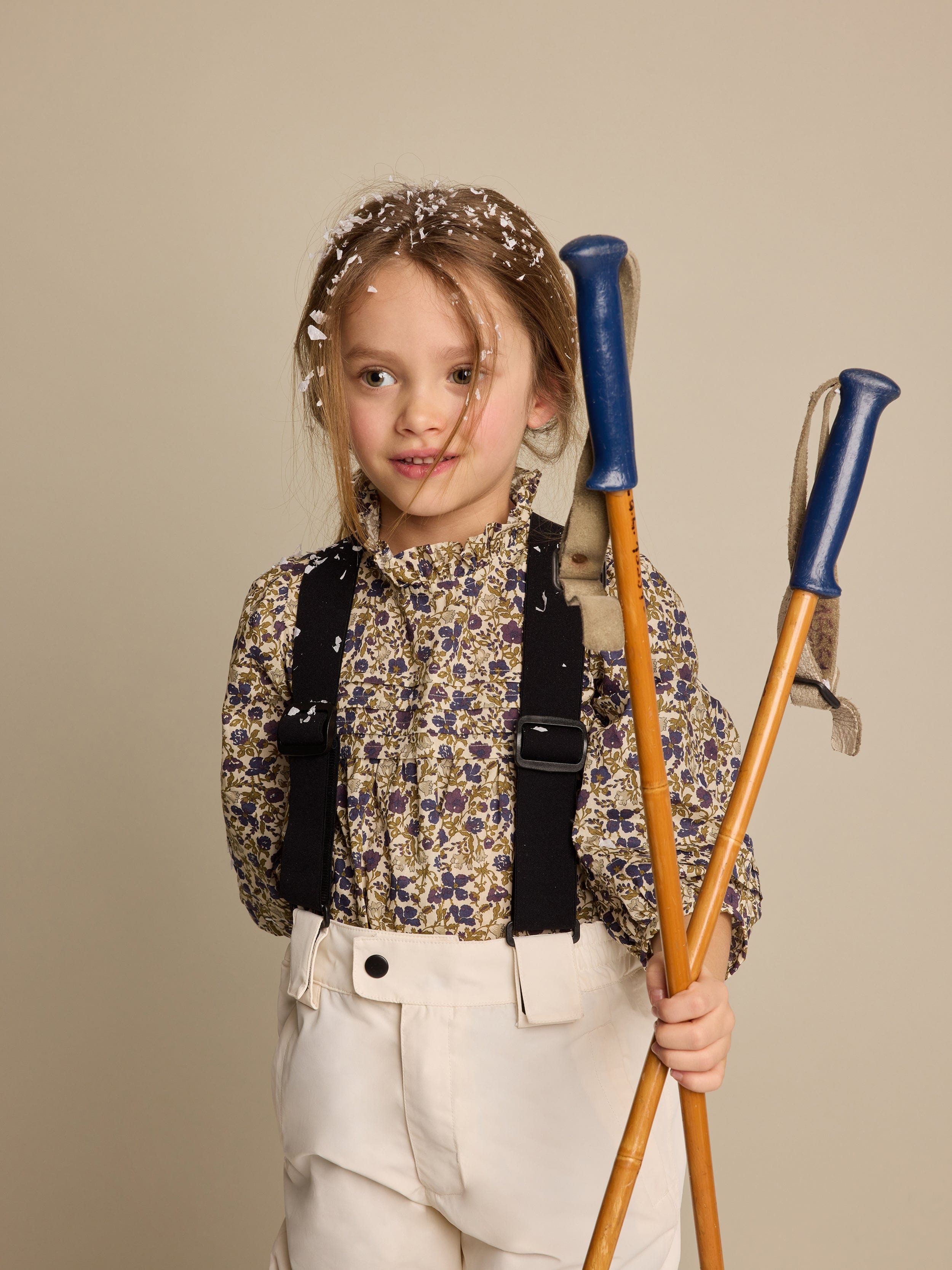 Bonpoint Girls Tess Floral Blouse in Beige