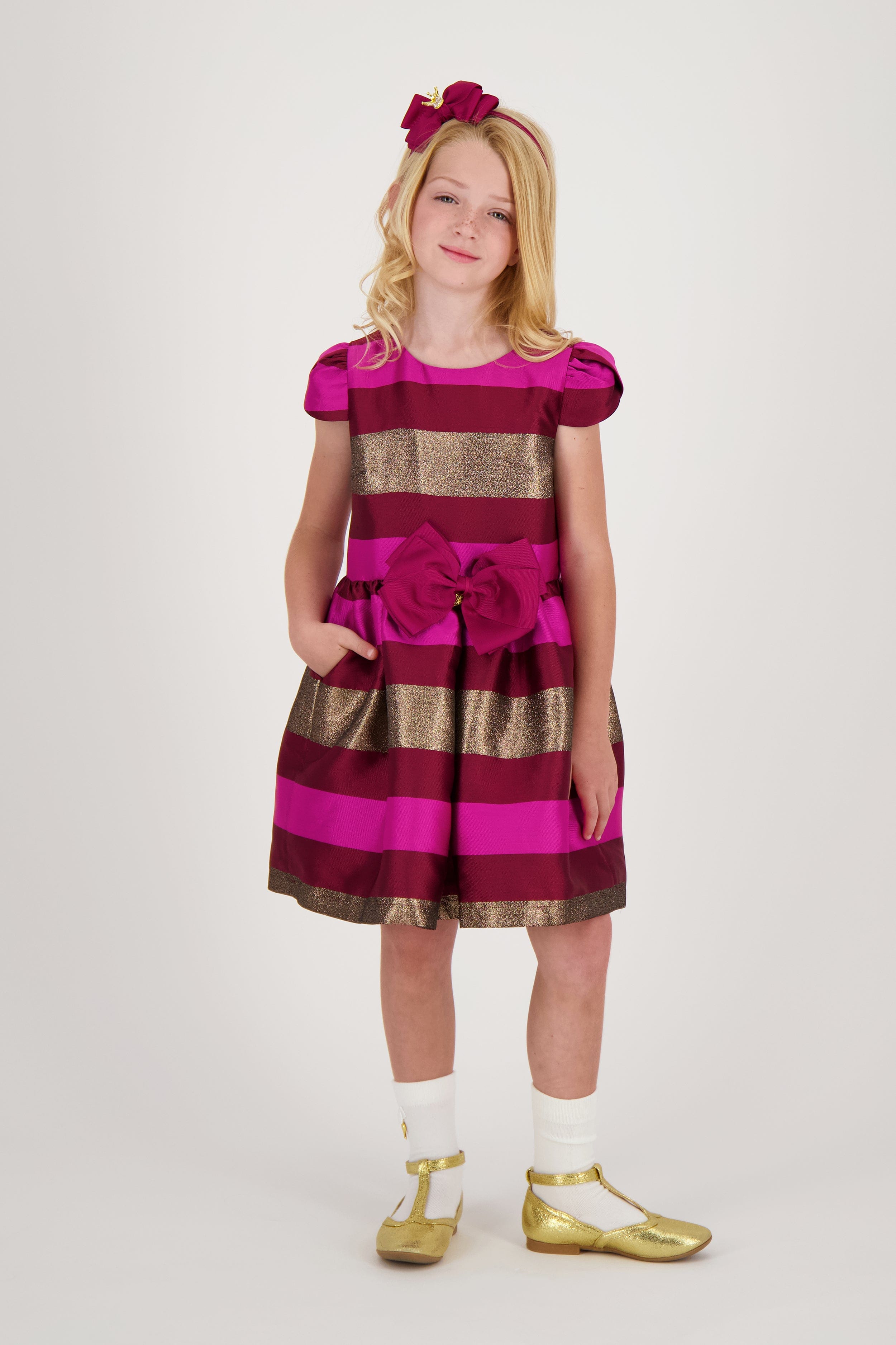 Angels Face Girls Desiree Striped Dress in Red