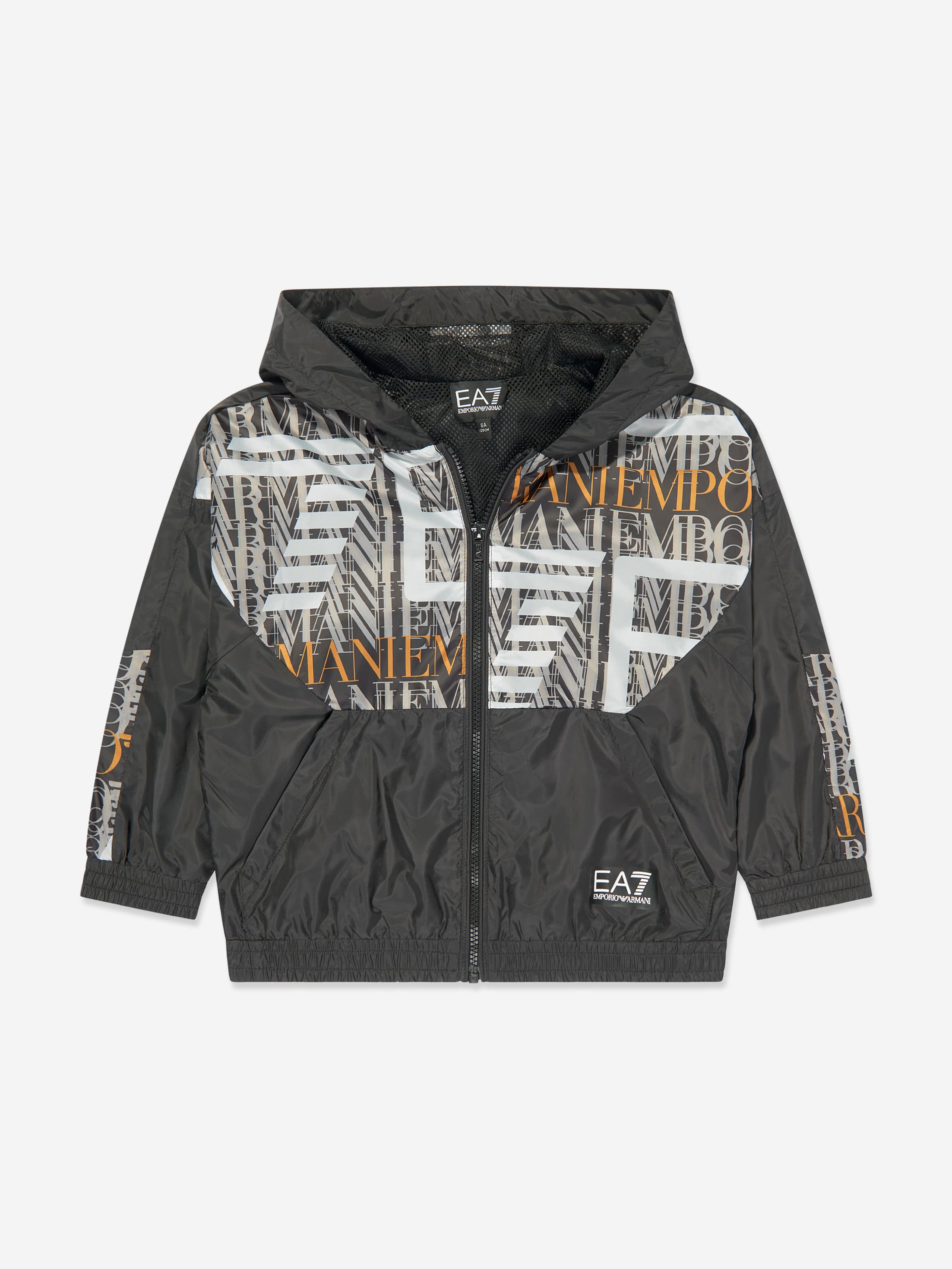 EA7 Emporio Armani Boys Graphic Windbreaker in Black