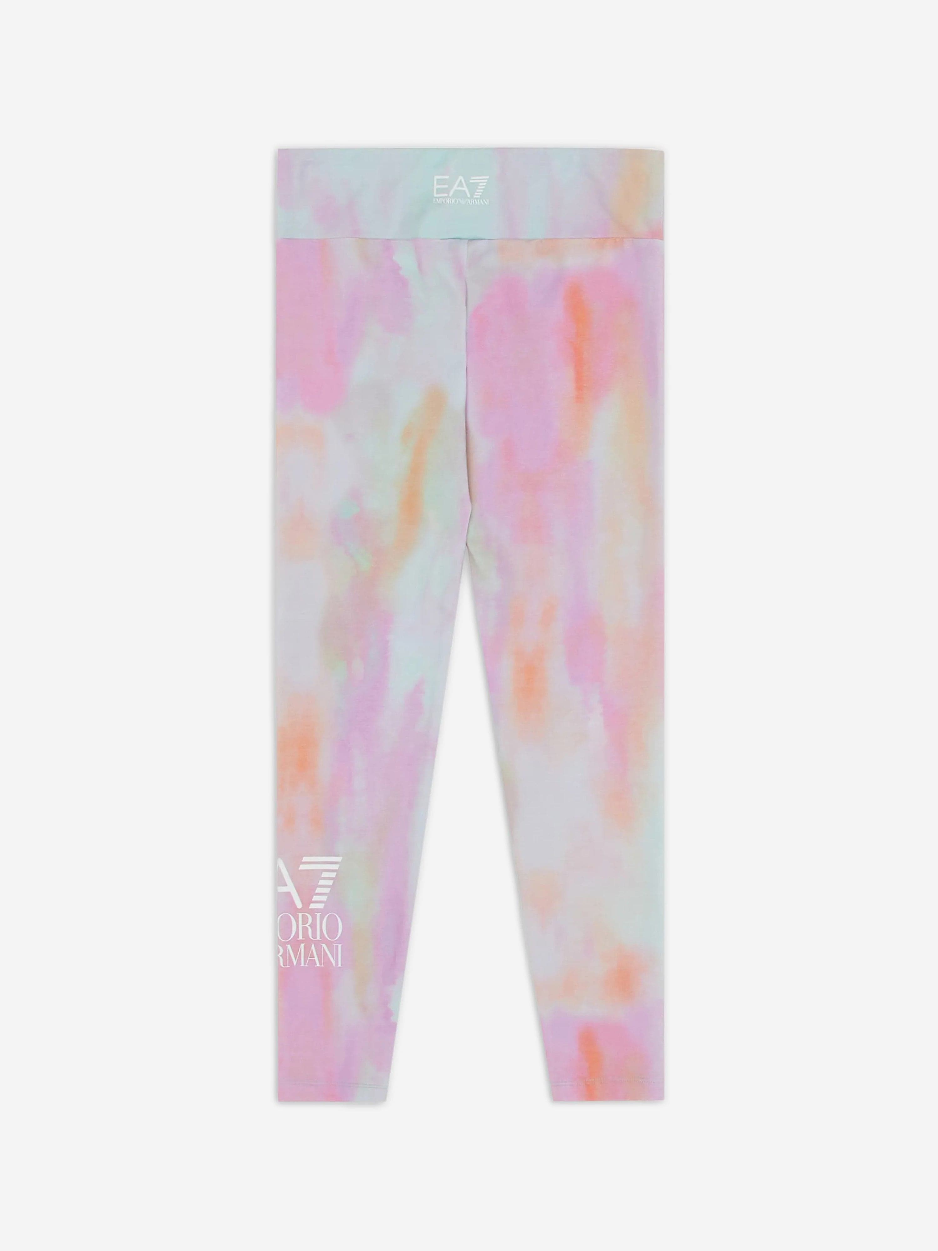 EA7 Emporio Armani Girls Tie Dye Leggings in Multicolour