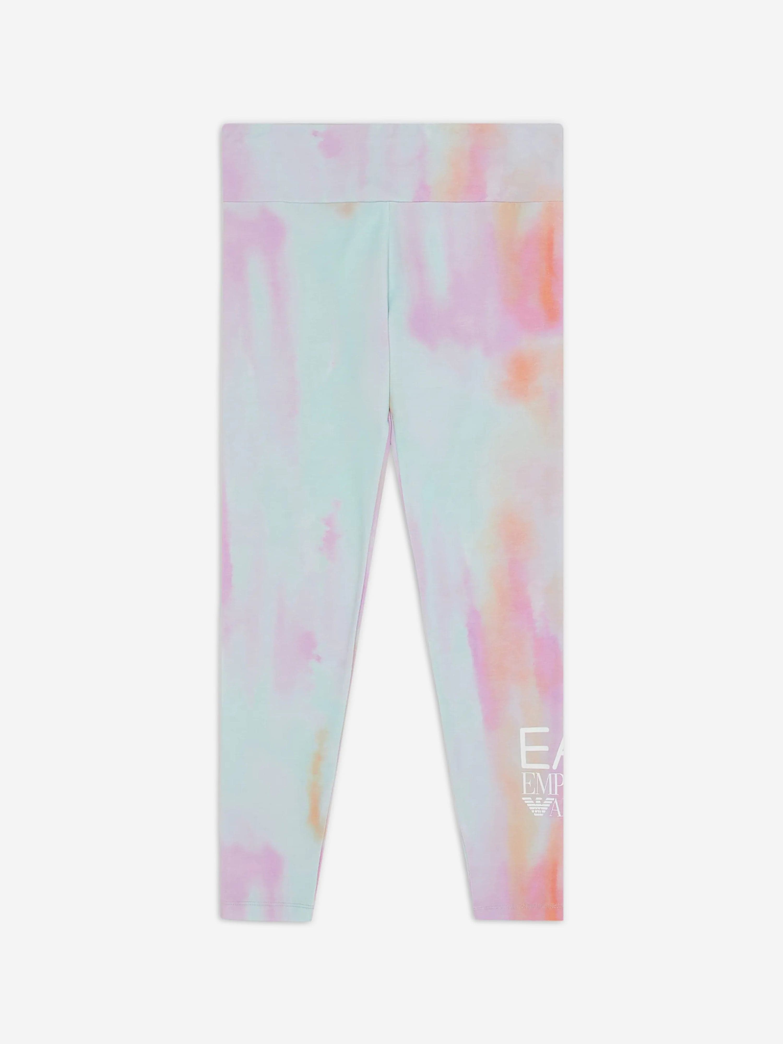 EA7 Emporio Armani Girls Tie Dye Leggings in Multicolour