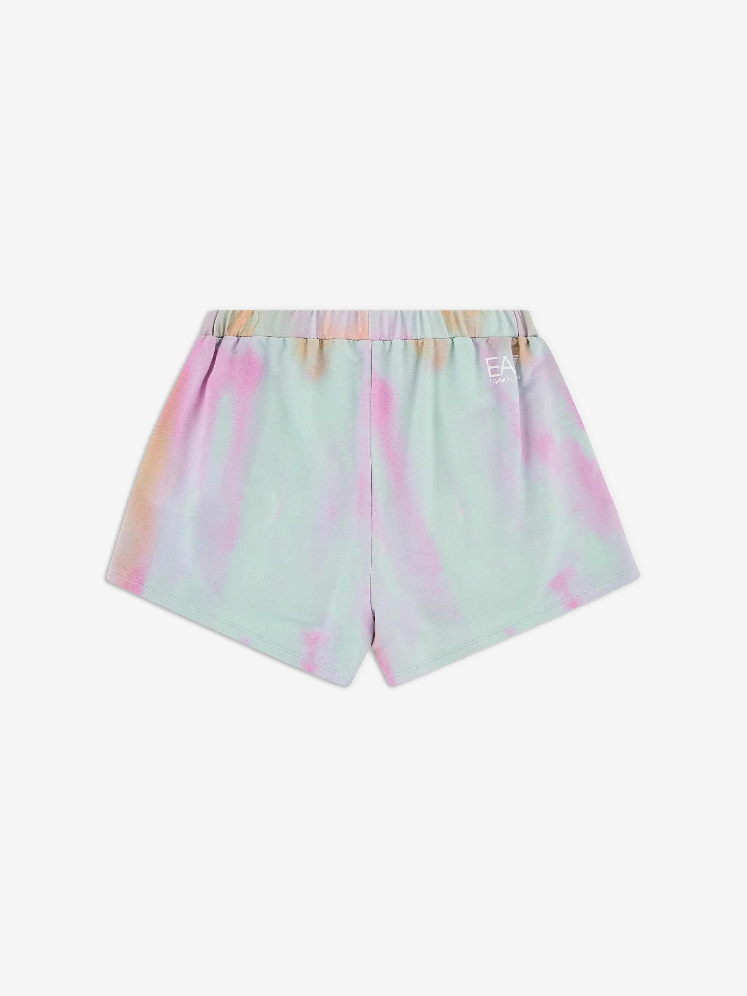 EA7 Emporio Armani Girls Tie Dye Shorts in Multicolour