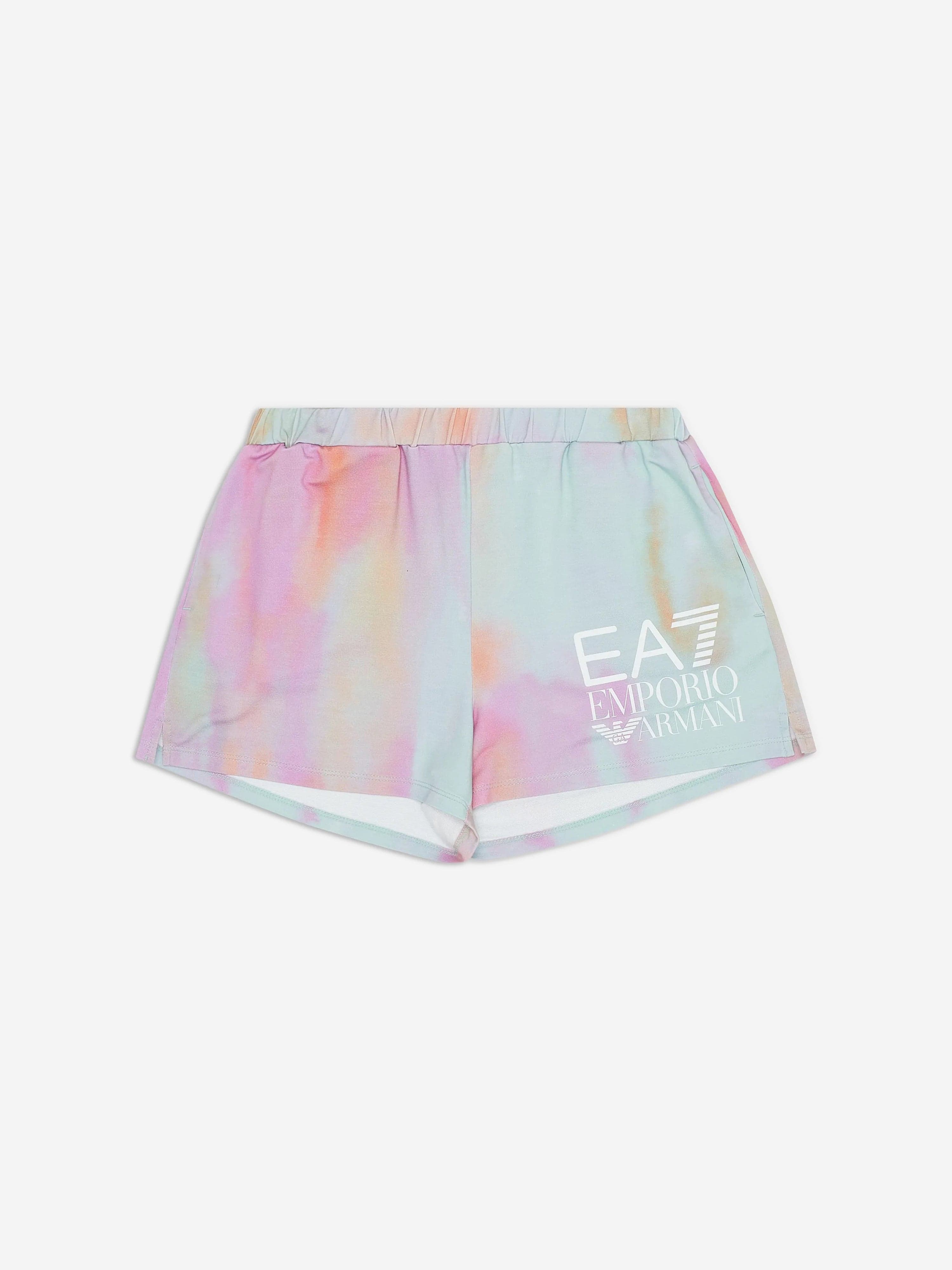 EA7 Emporio Armani Girls Tie Dye Shorts in Multicolour