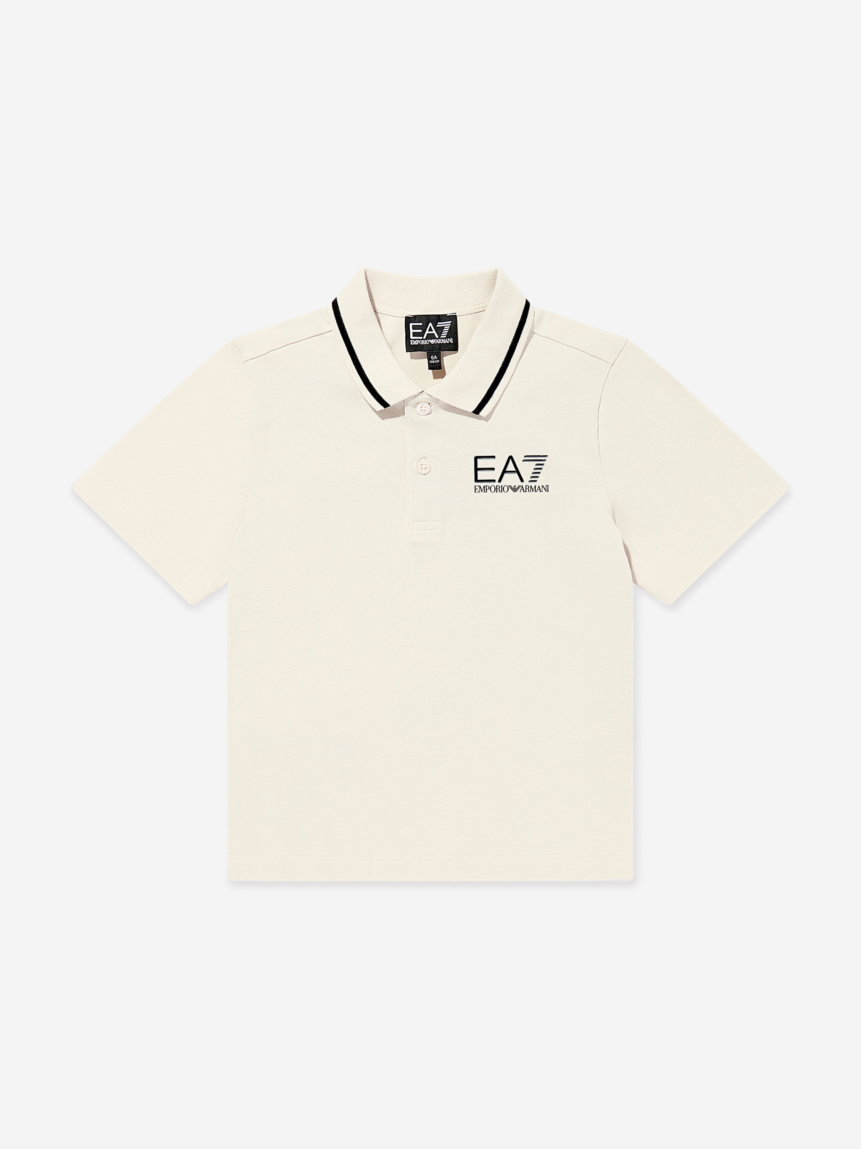 EA7 Emporio Armani Boys Logo Polo Shirt in Beige