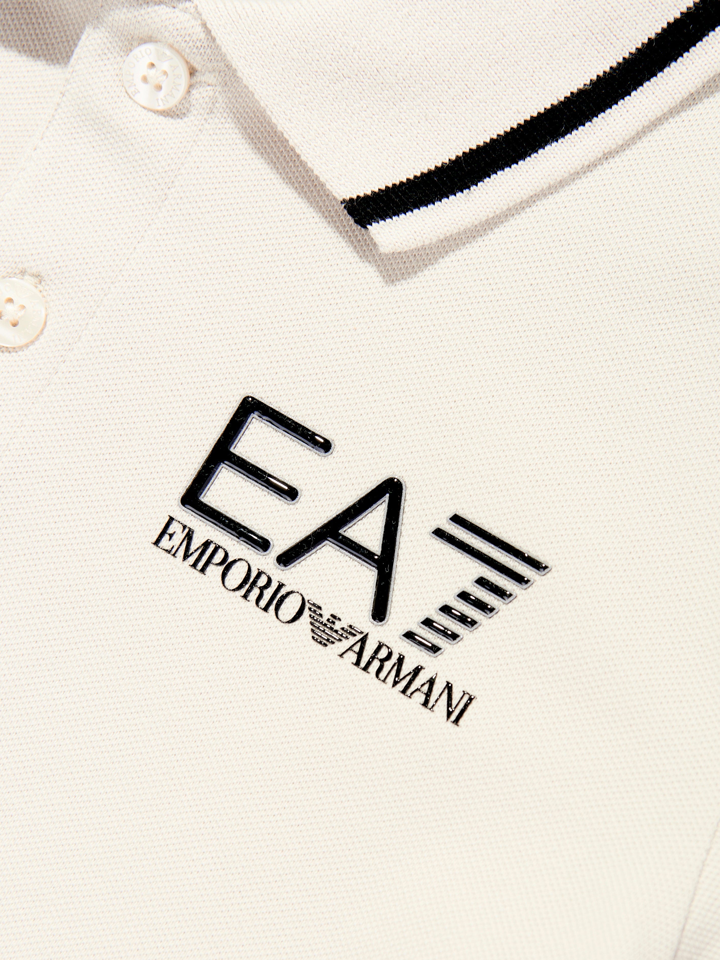 EA7 Emporio Armani Boys Logo Polo Shirt in Beige