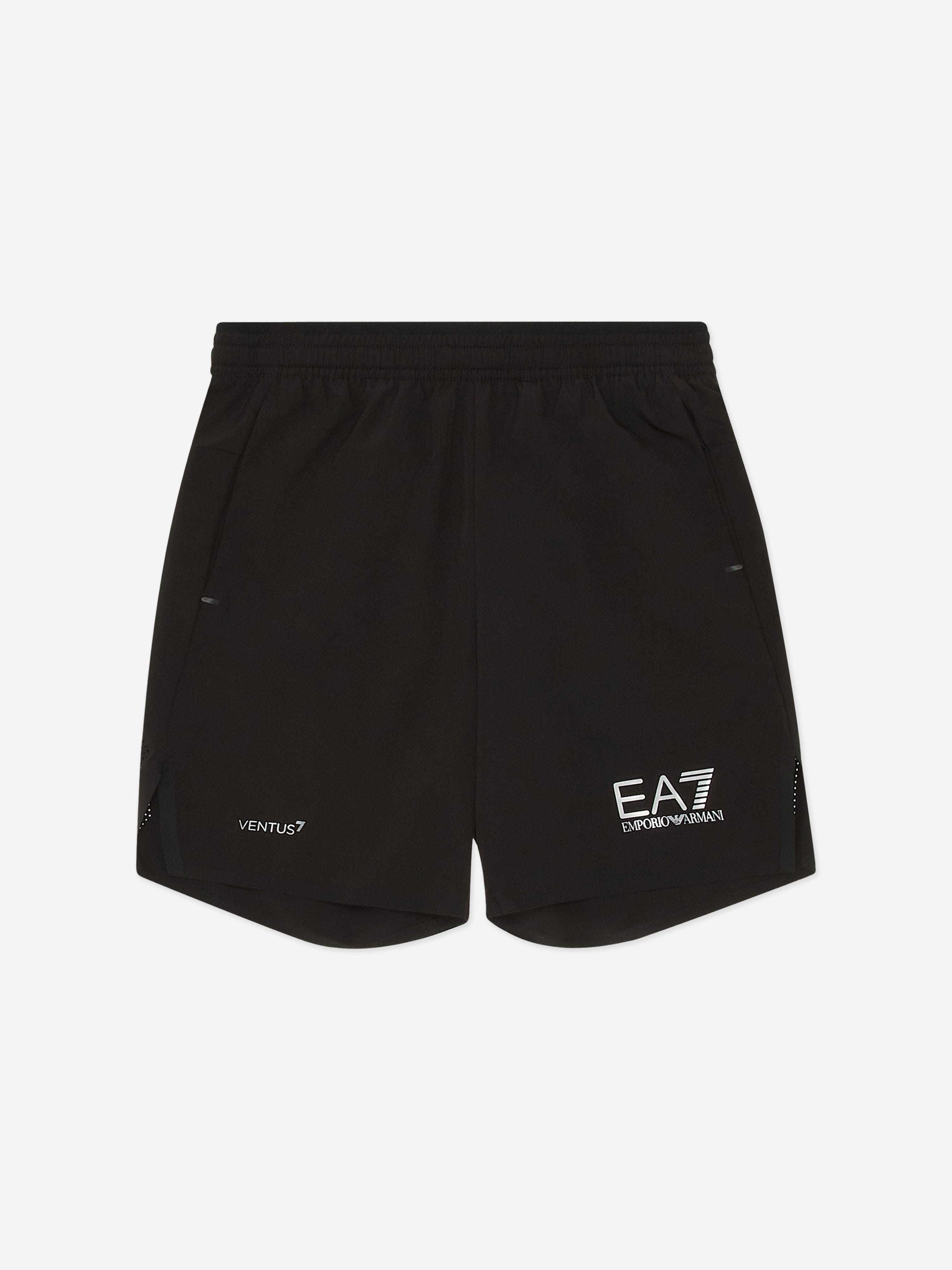 EA7 Emporio Armani Boys Athletic Tennis Shorts in Black