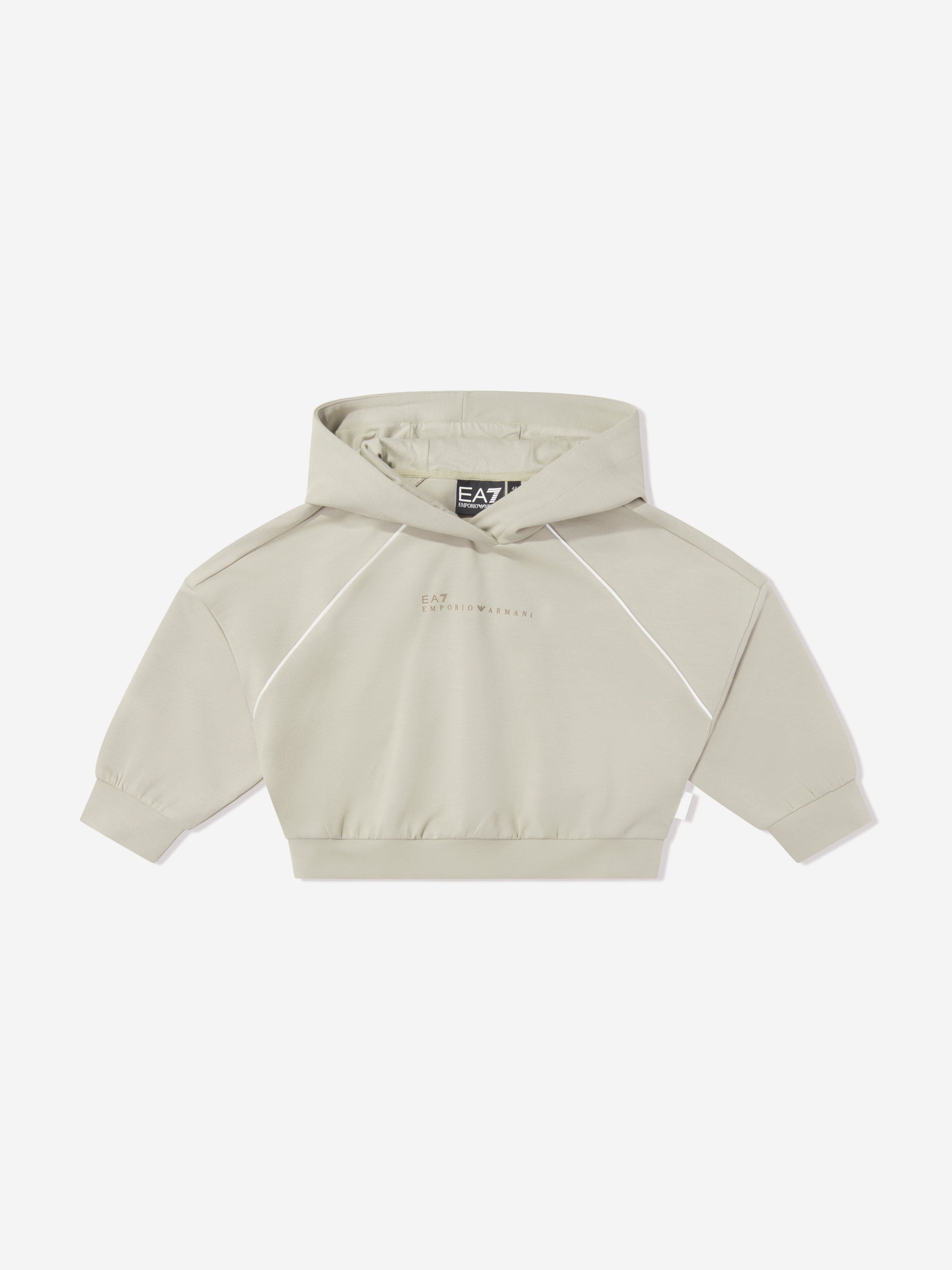 EA7 Emporio Armani Girls Logo Hoodie in Beige