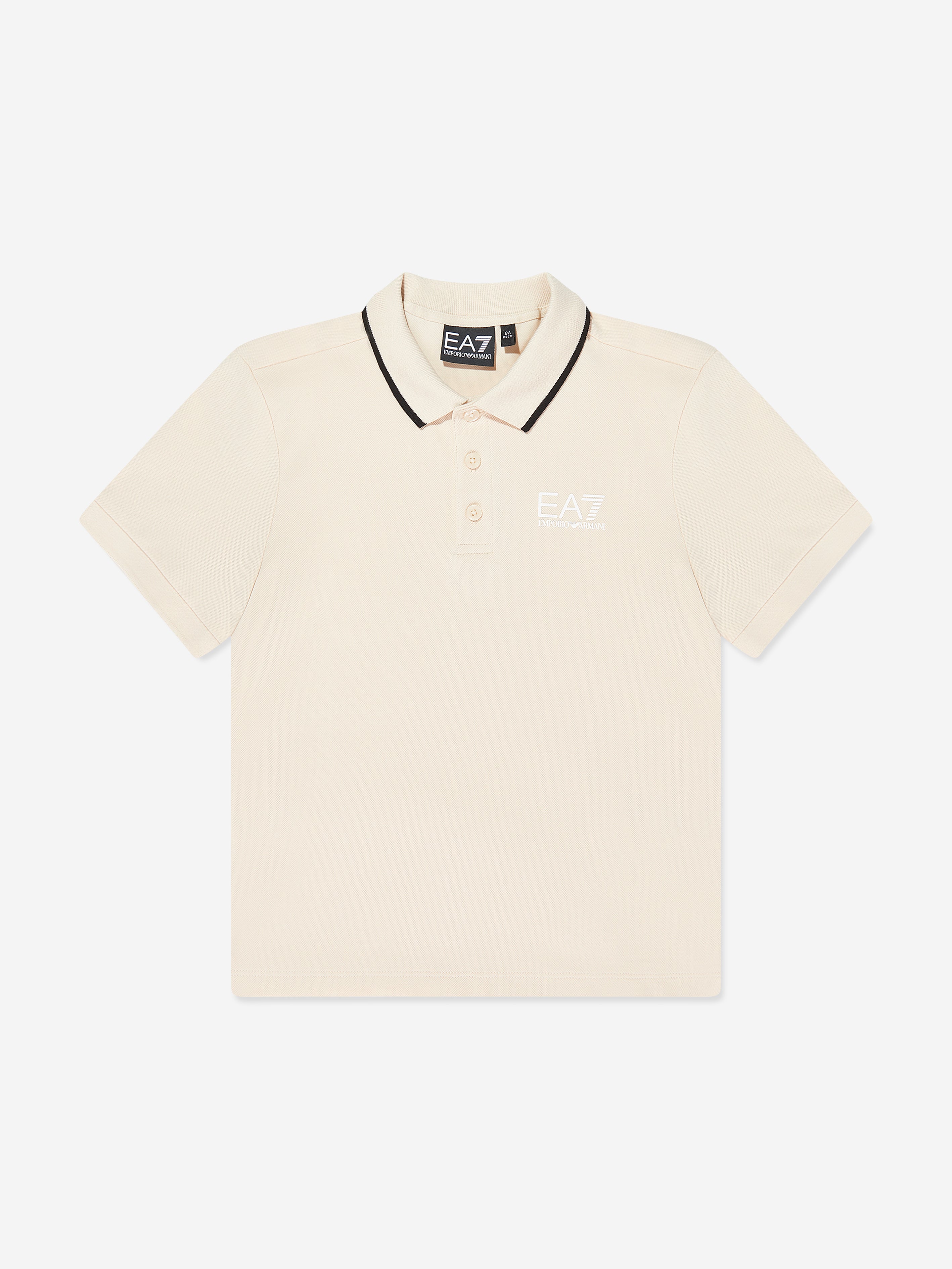 EA7 Emporio Armani Boys Train Core ID Polo Shirt in Beige