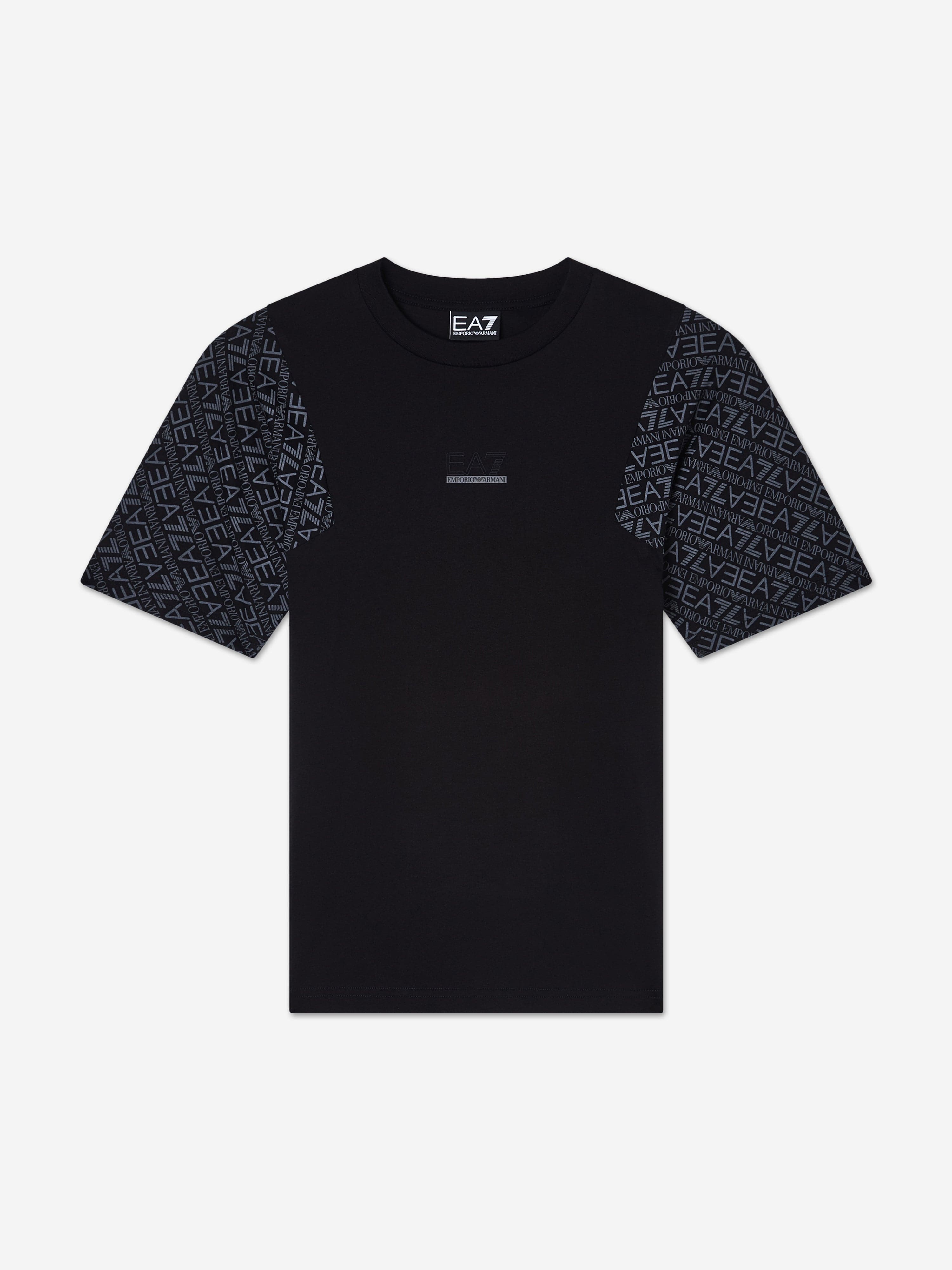 EA7 Emporio Armani Boys Monogram Logo T-Shirt in Black