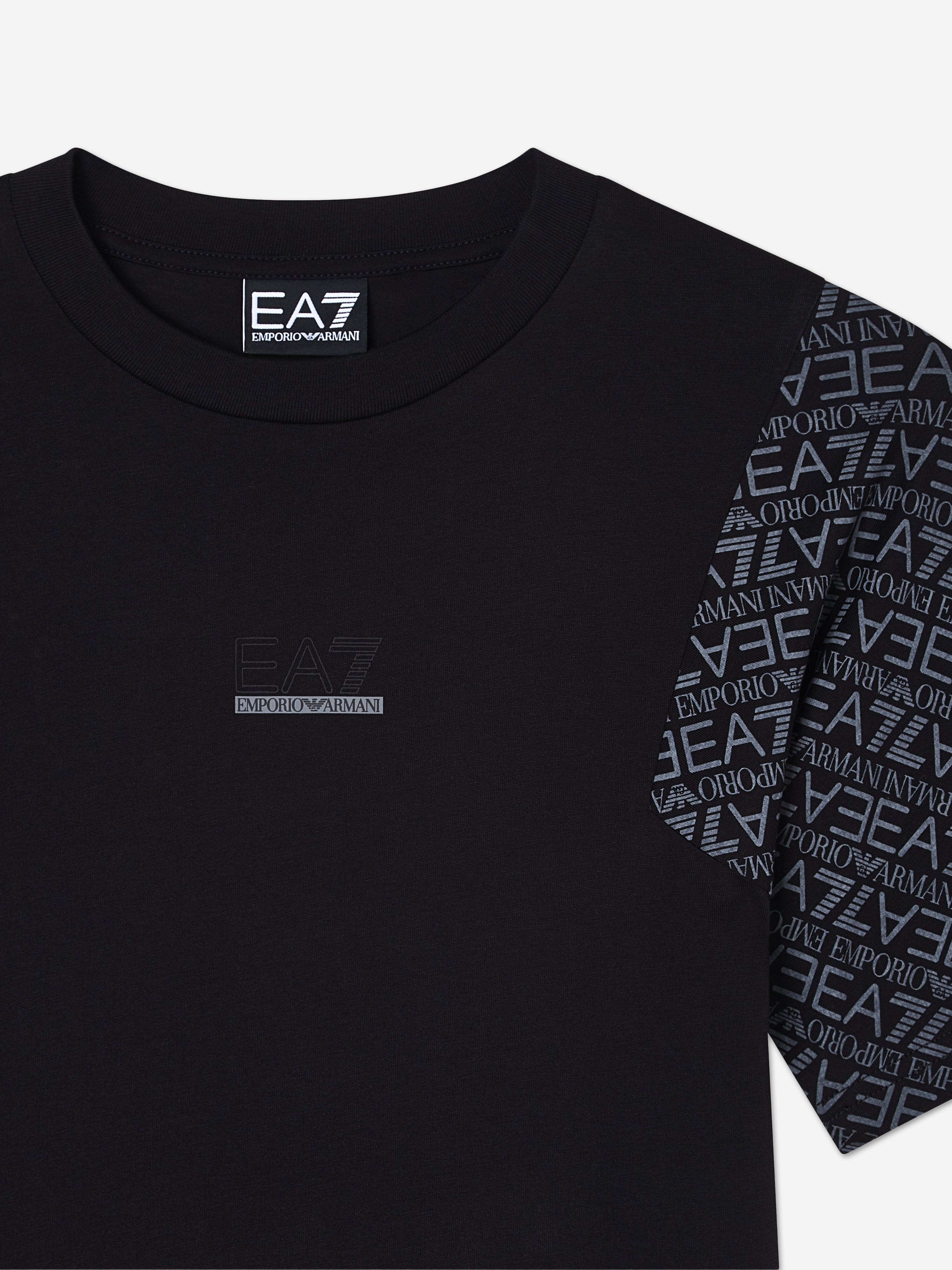 EA7 Emporio Armani Boys Monogram Logo T-Shirt in Black