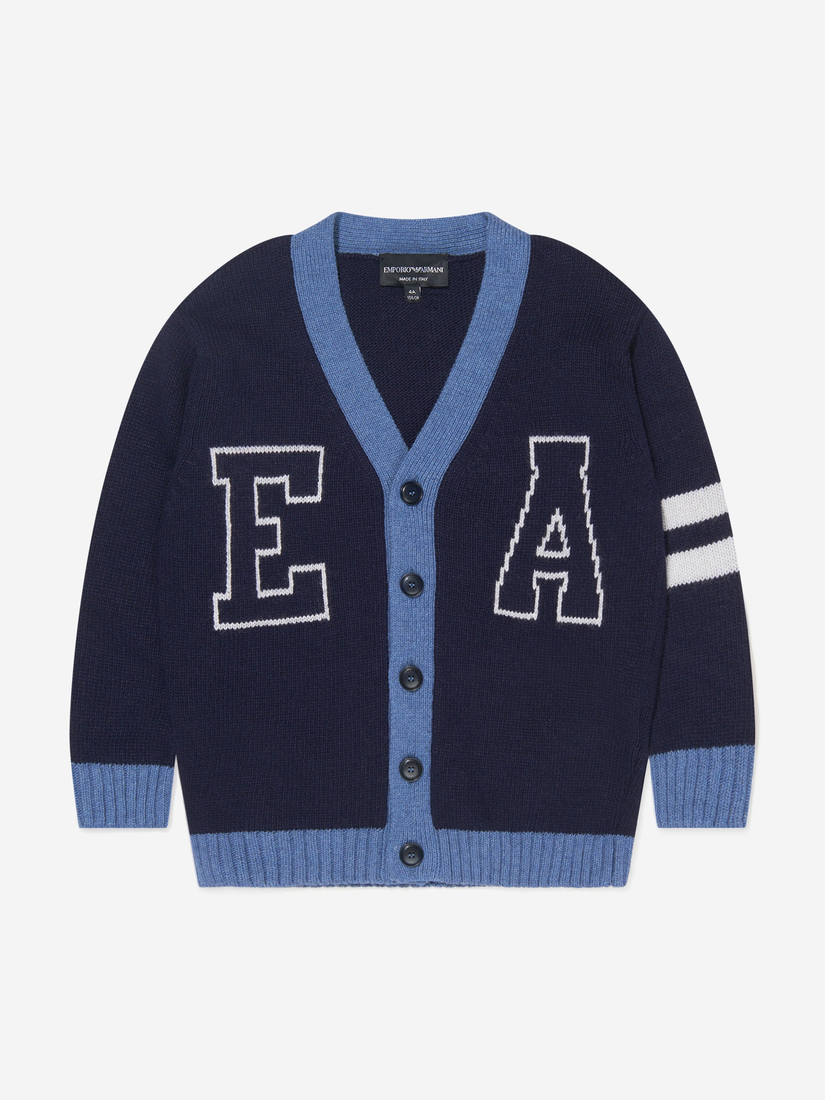 Emporio Armani Boys Wool Knitted Logo Varsity Cardigan