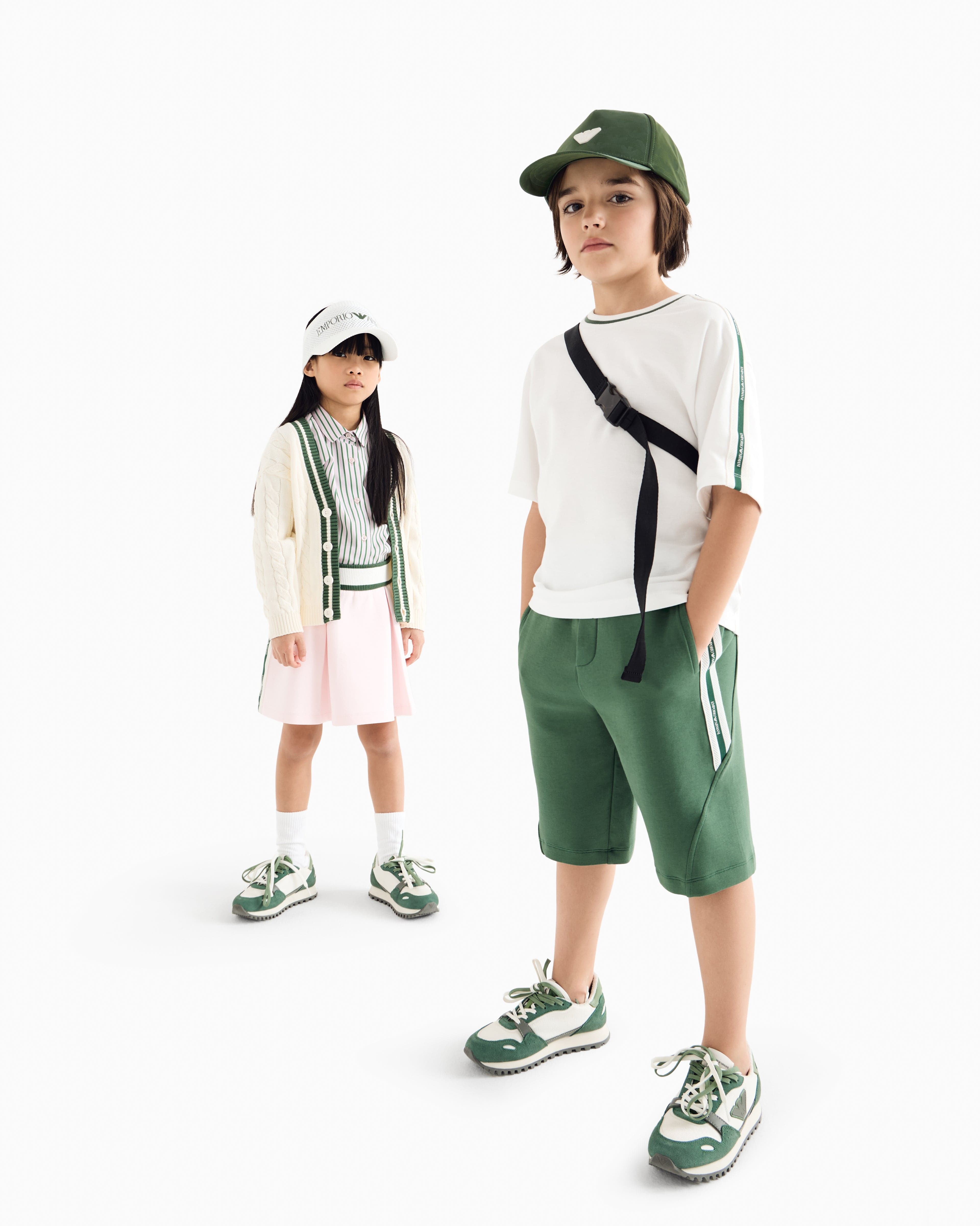 Emporio Armani Boys Logo Tape Short Set in Green