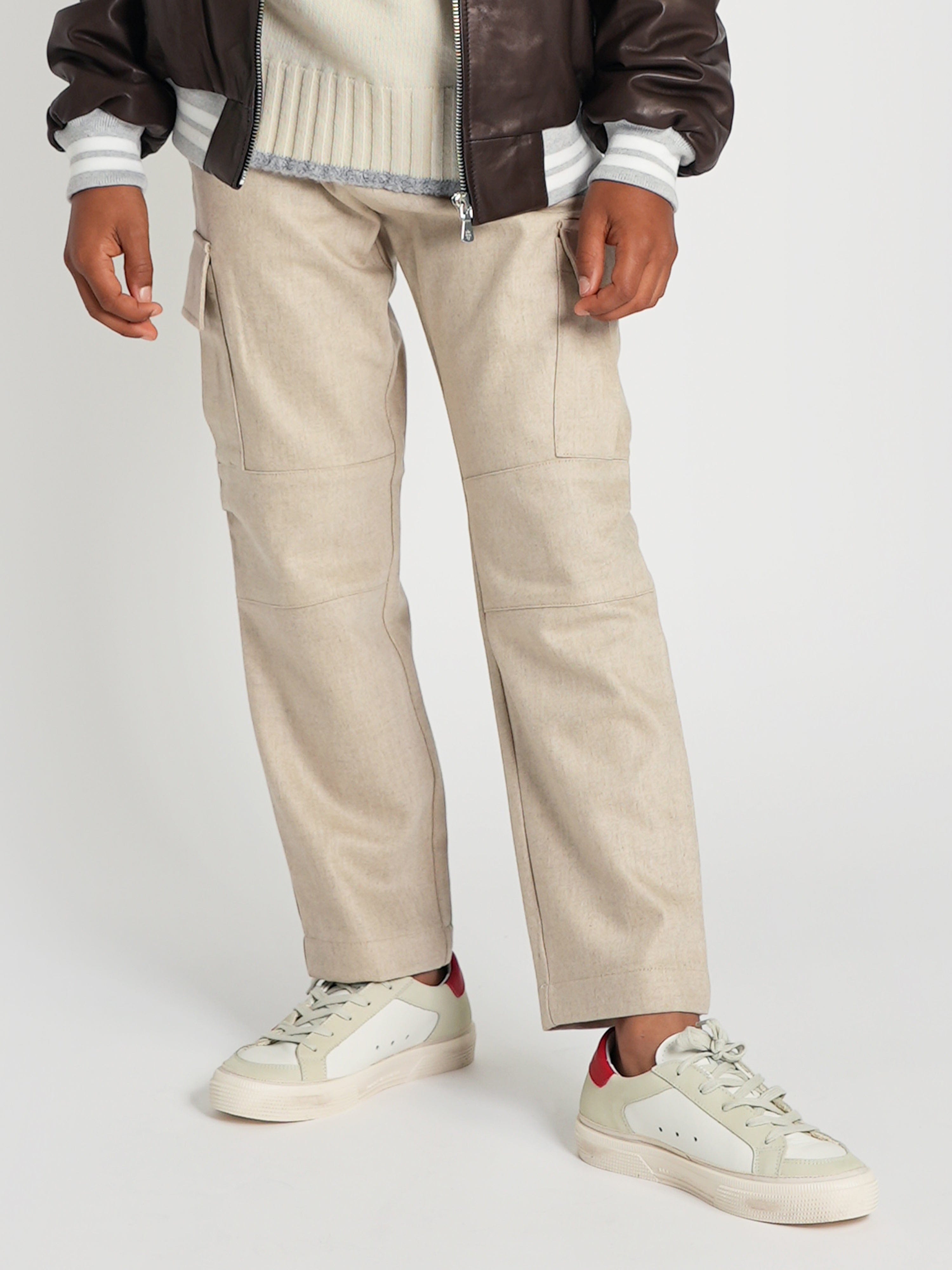 Eleventy Boys Cargo Trousers in Beige