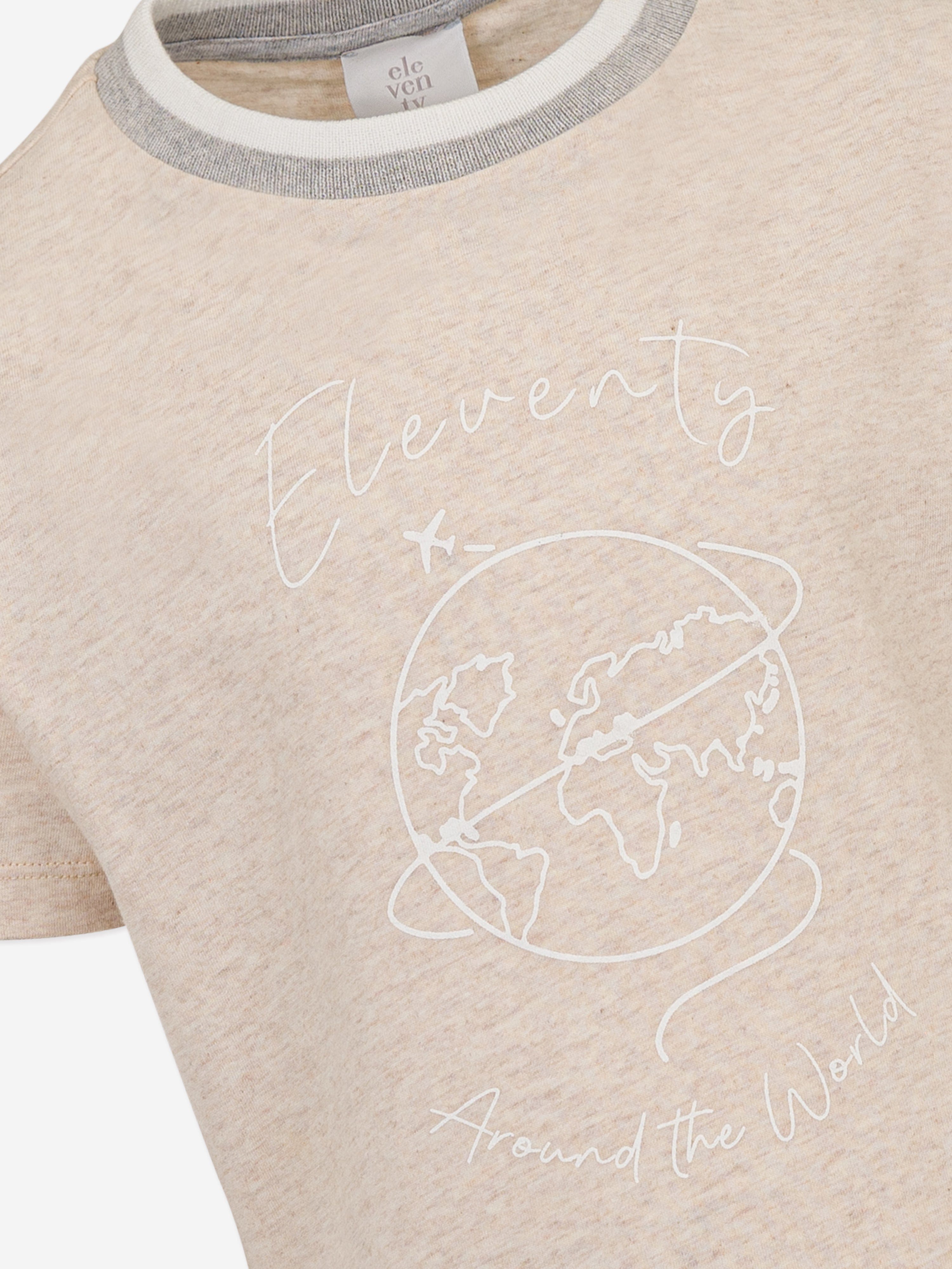 Eleventy Boys Around The World T-Shirt in Beige