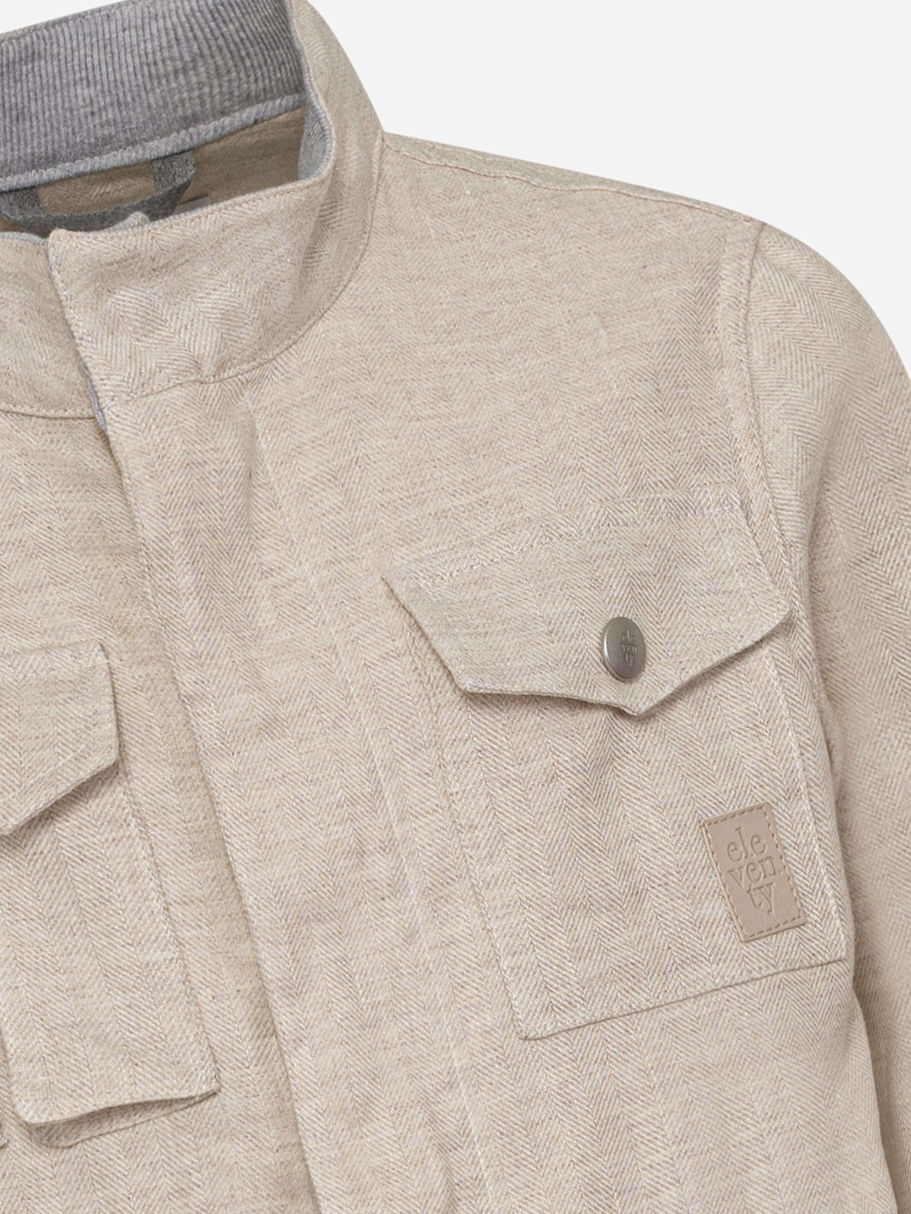 Eleventy Boys Linen Safari Jacket in Beige