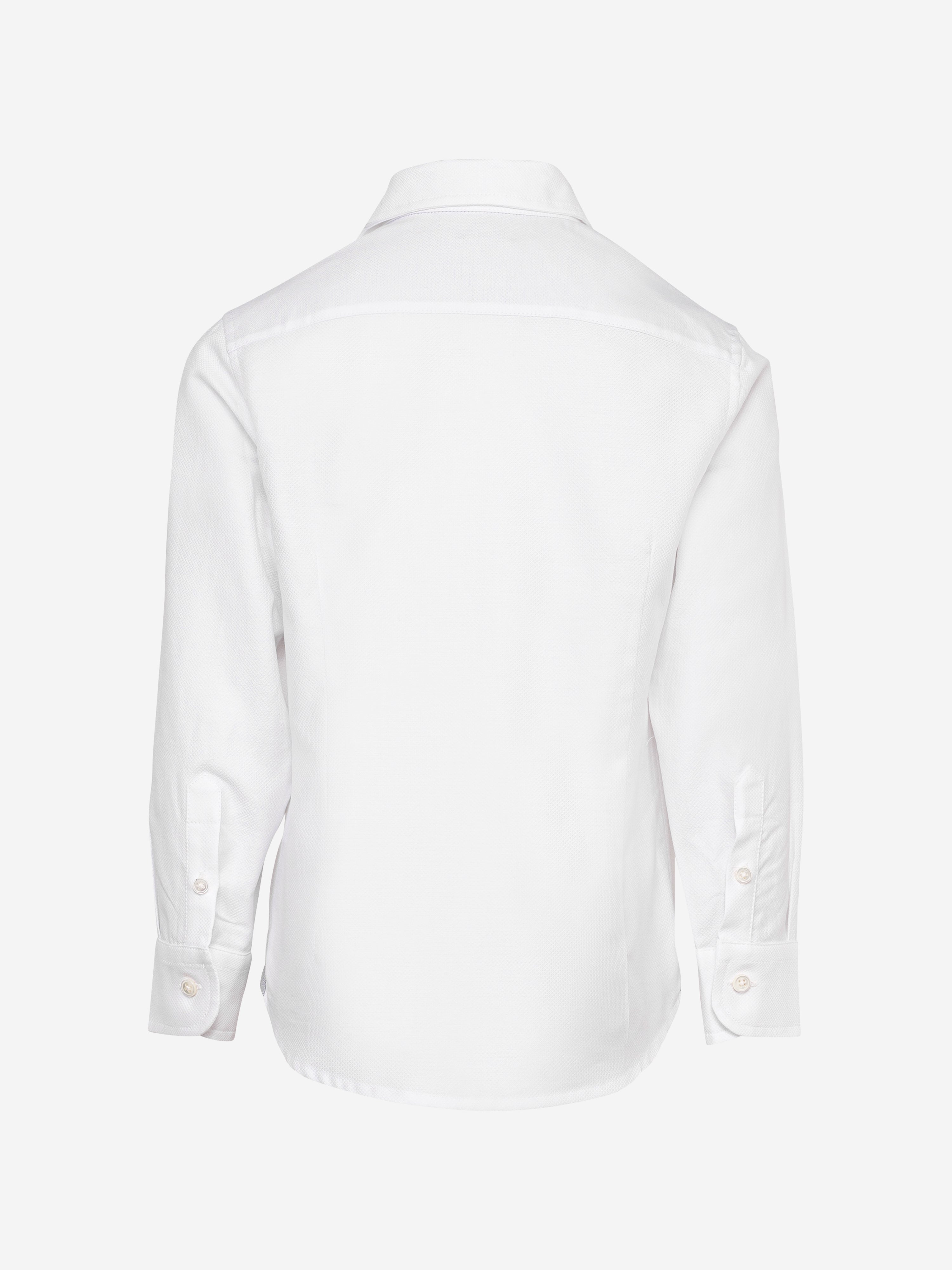 Eleventy Boys Long Sleeve Logo Shirt in White