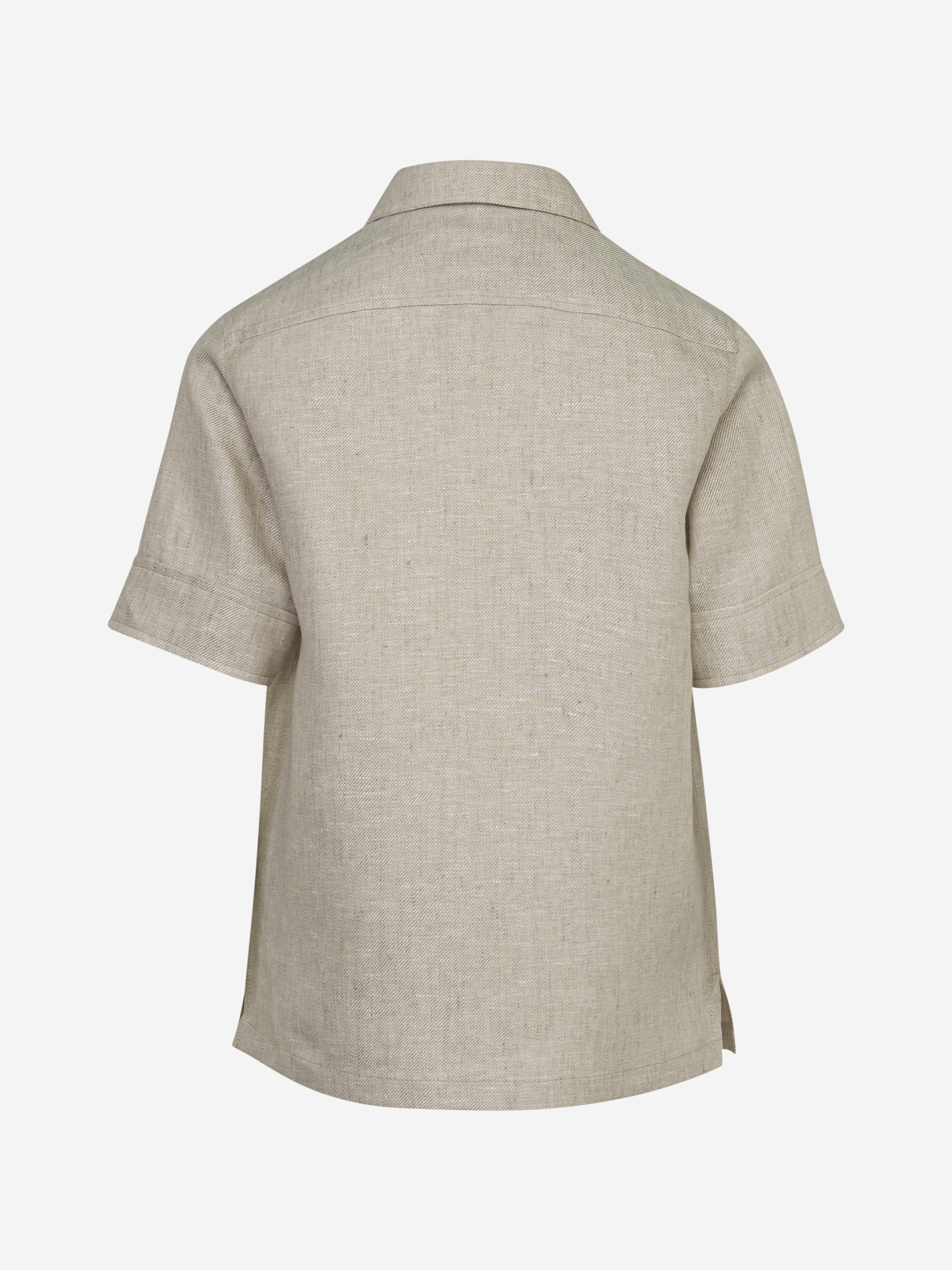 Eleventy Boys Linen Pocket Shirt in Beige