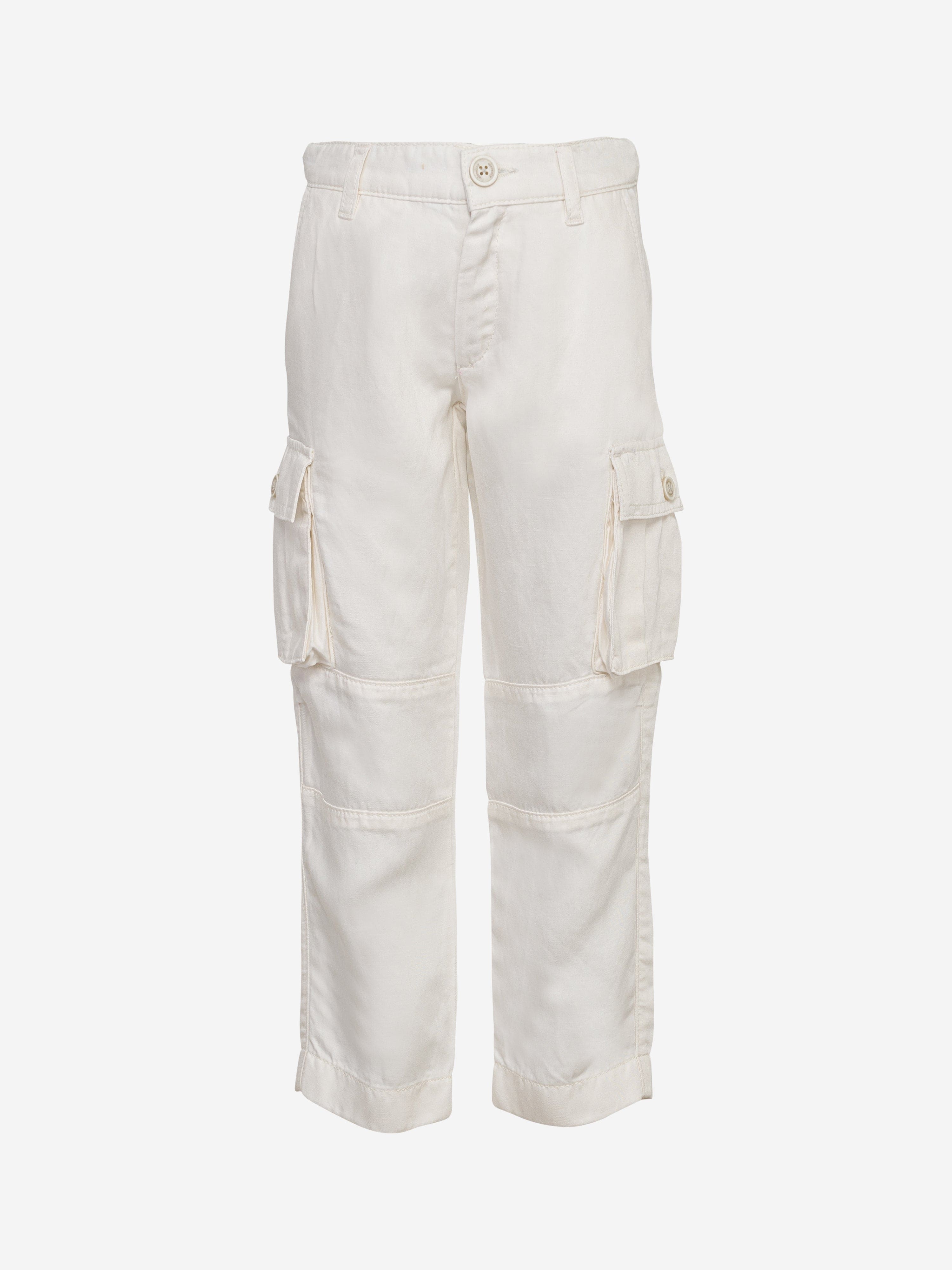 Eleventy Boys Cargo Trousers in Ivory