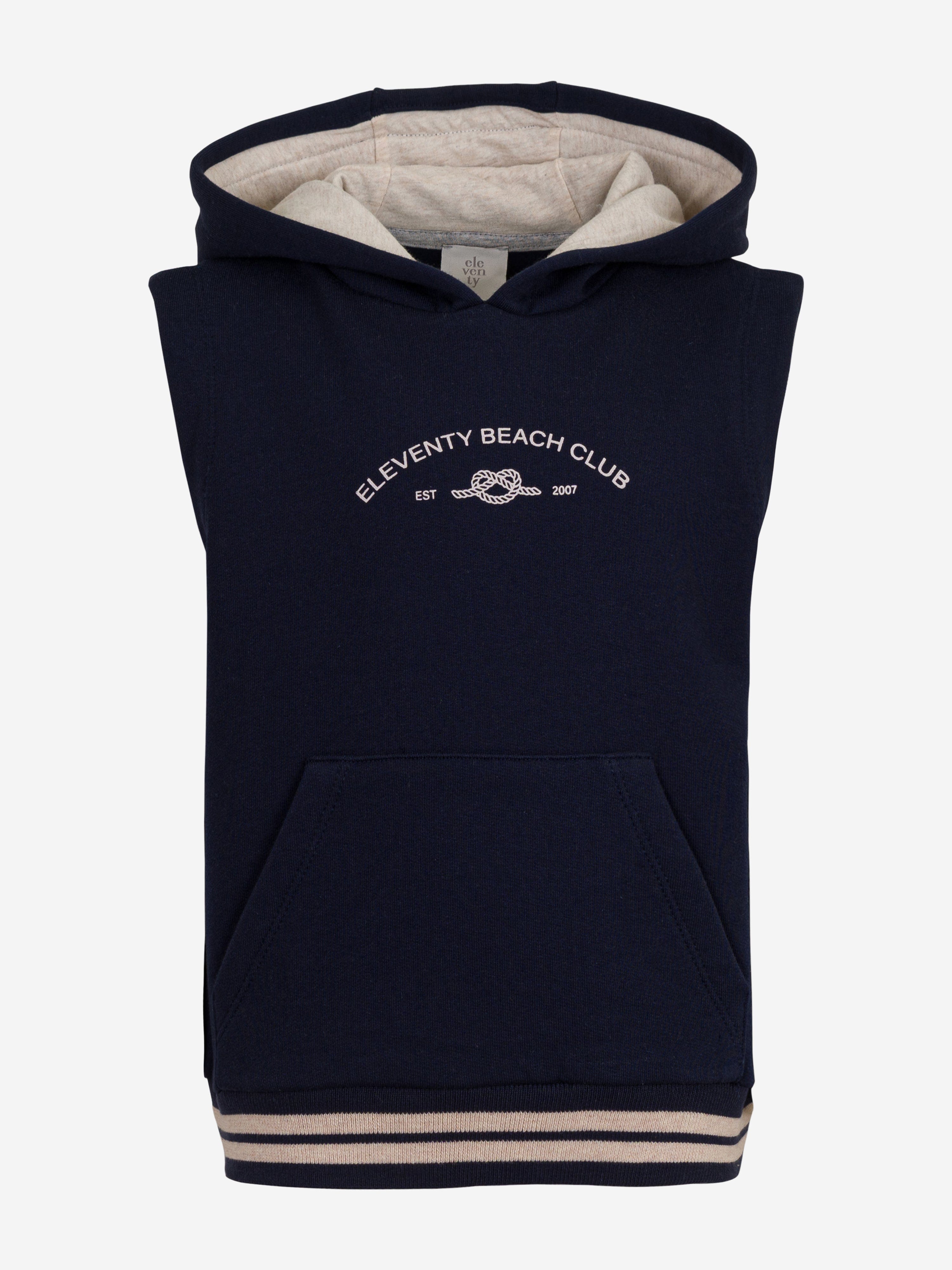 Eleventy Boys Sleeveless Beach Club Hoodie in Navy