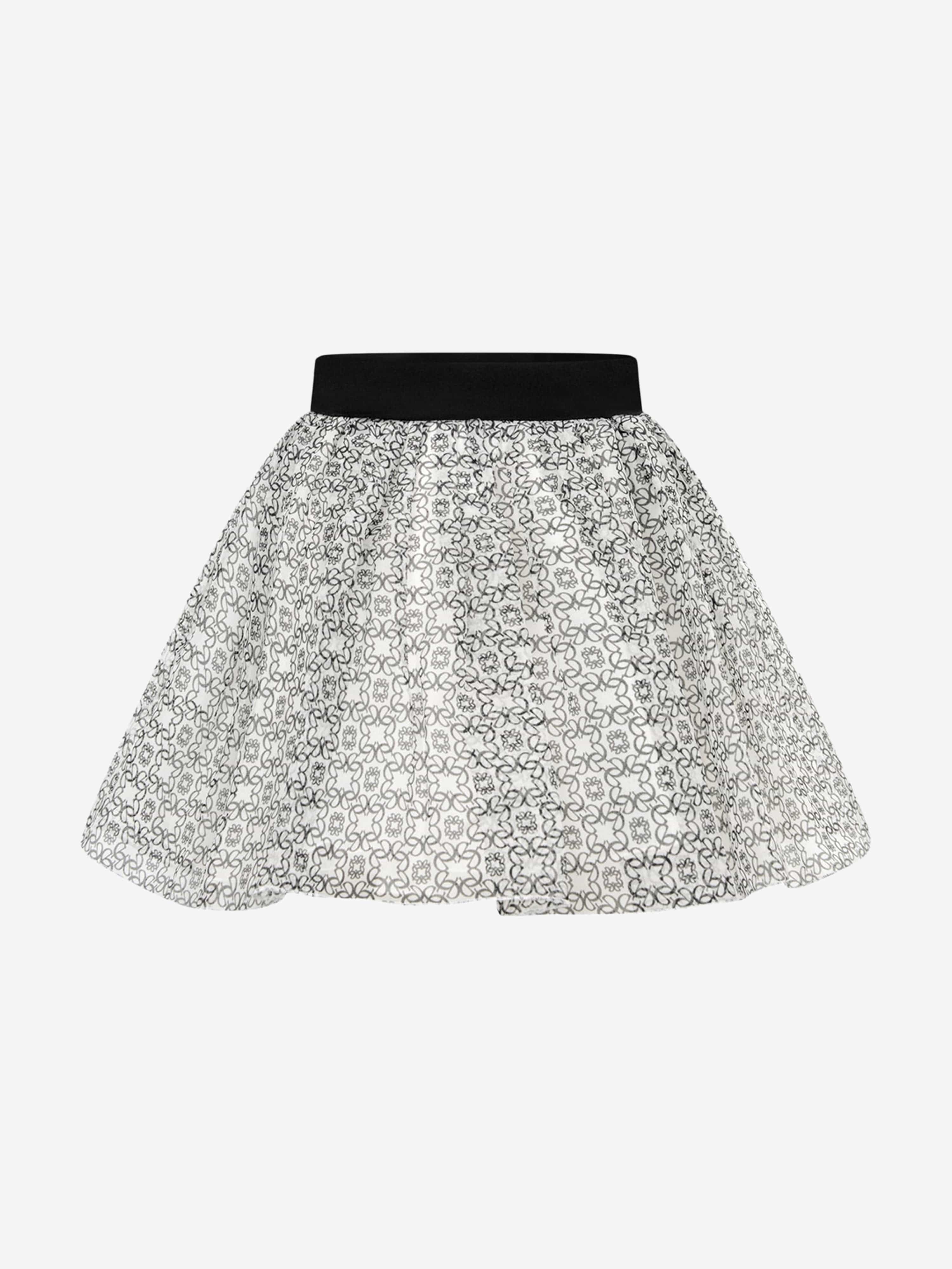 Elie Saab Girls Ivory & Black Silk Skirt