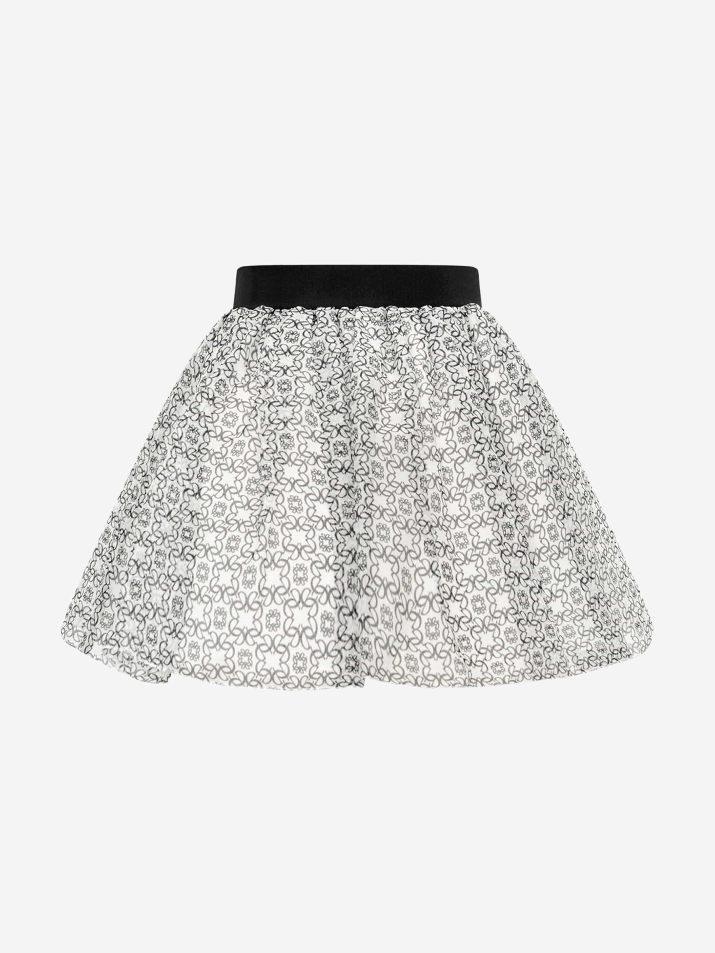 Elie Saab Girls Ivory & Black Silk Skirt