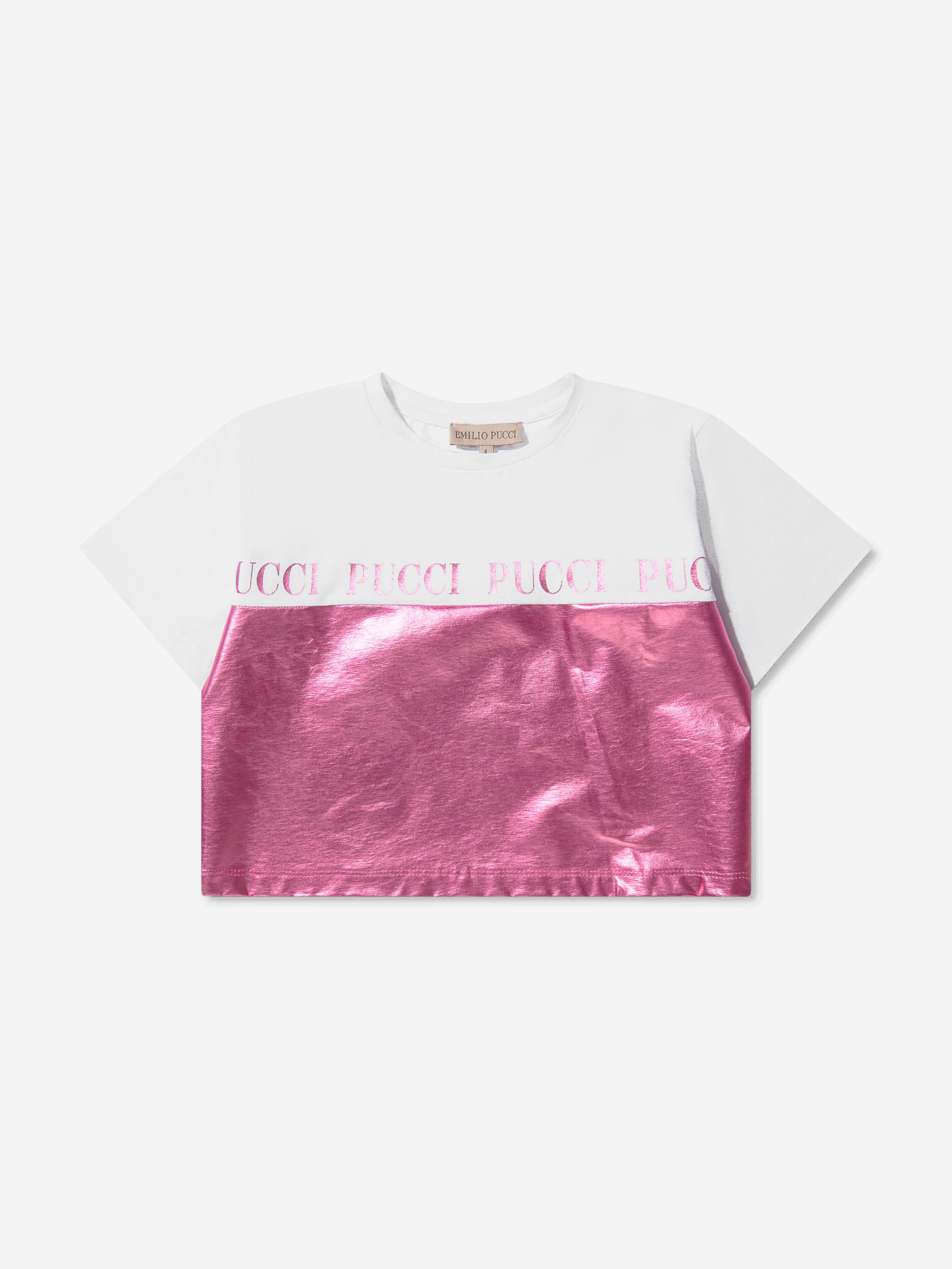 Pucci Girls Metallic Logo T-Shirt