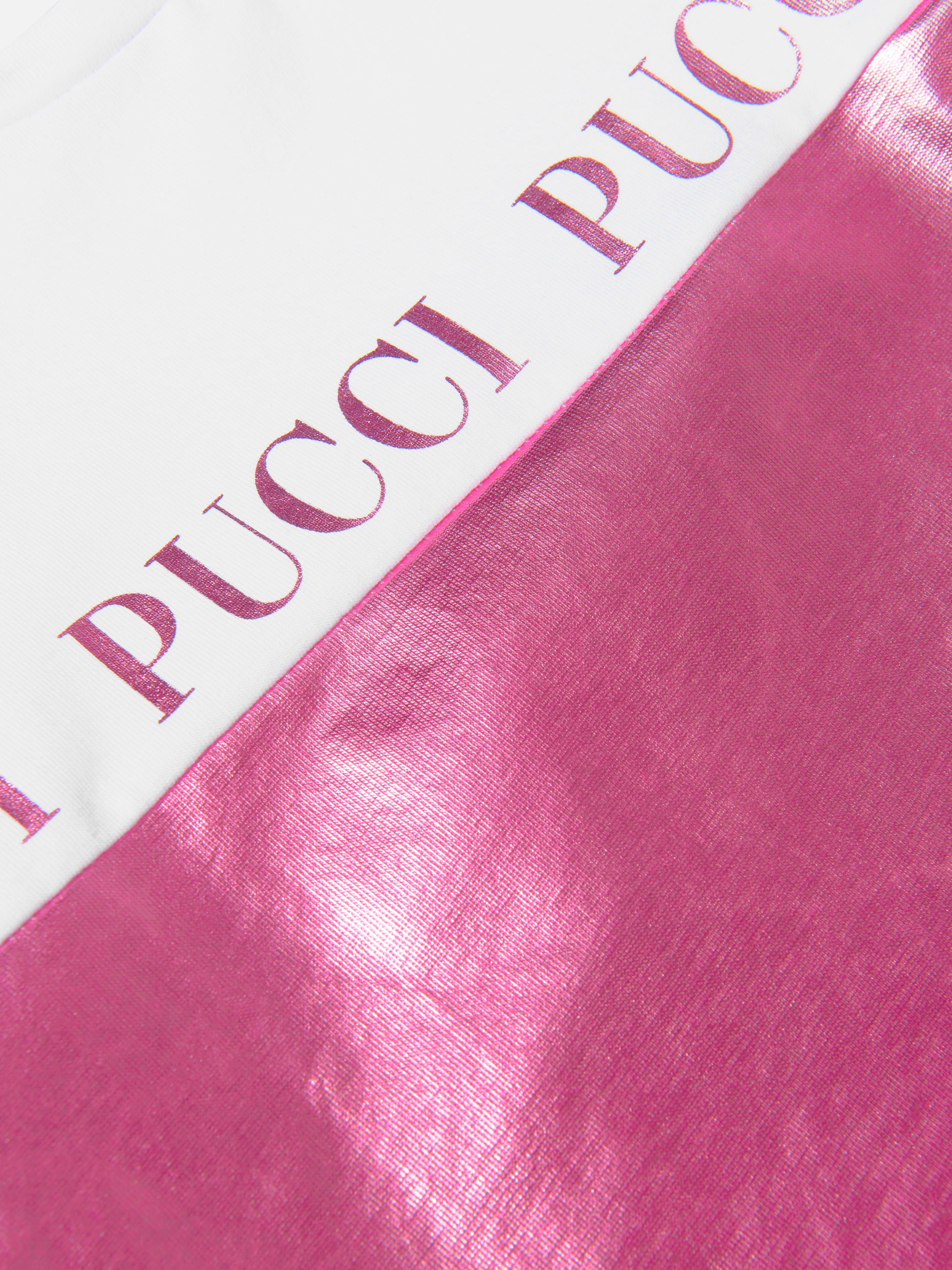 Pucci Girls Metallic Logo T-Shirt