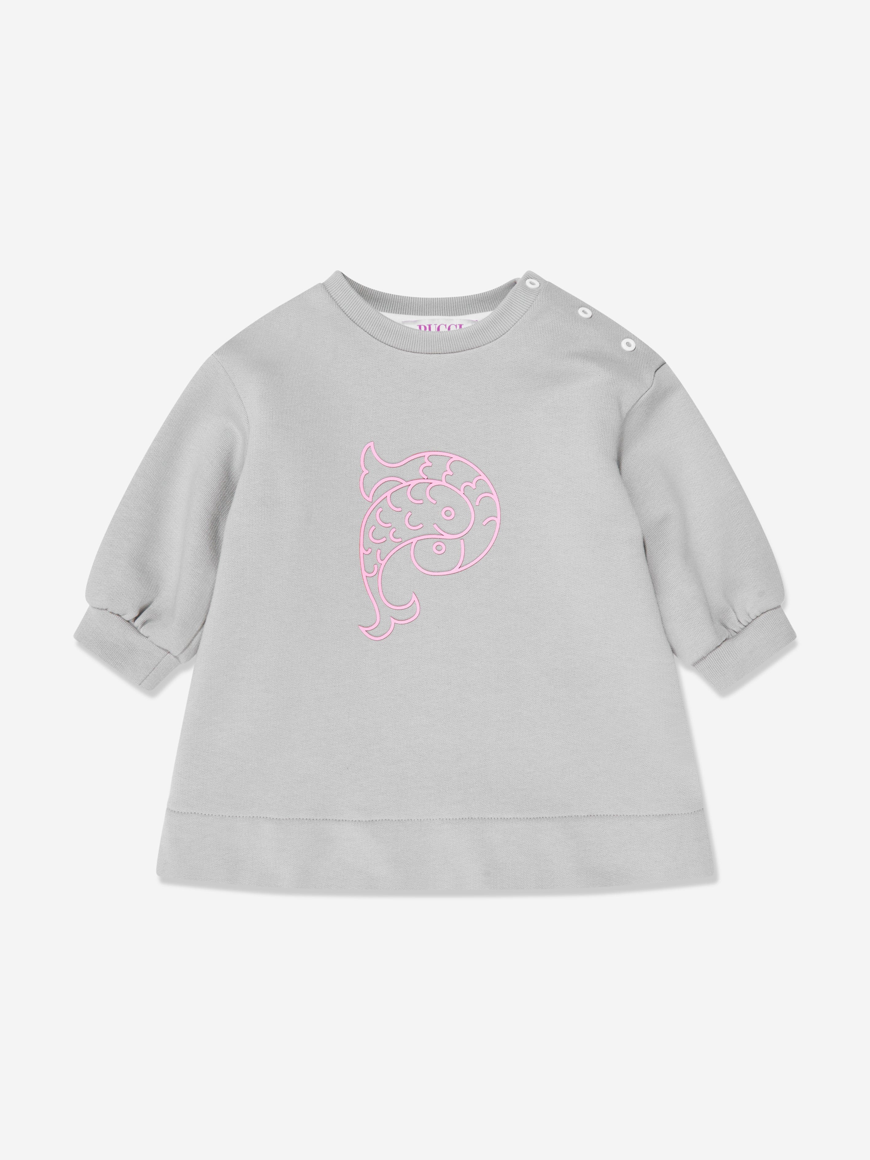 Pucci Baby Girls Logo Sweater Dress in Grey