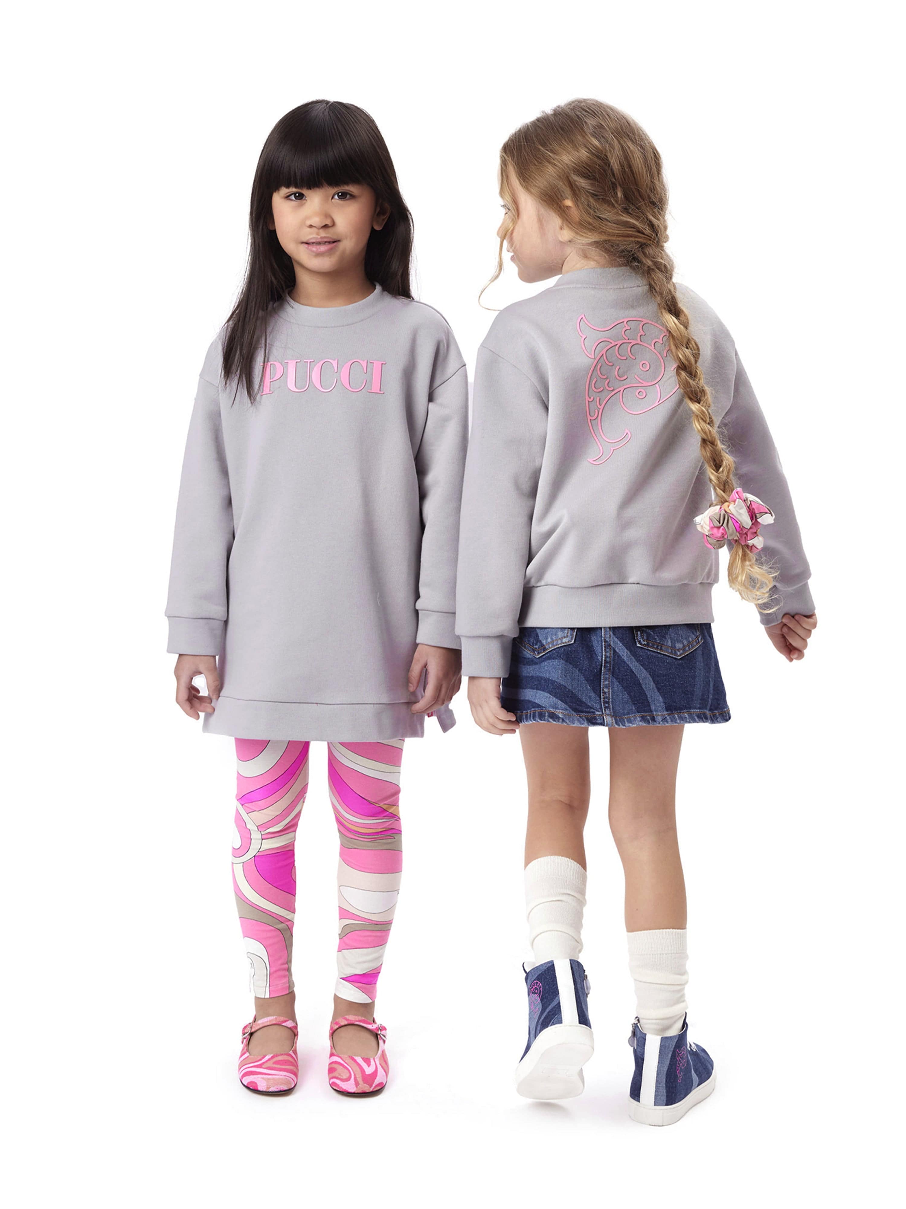 Pucci Girls Logo Sweatshirt in Grey