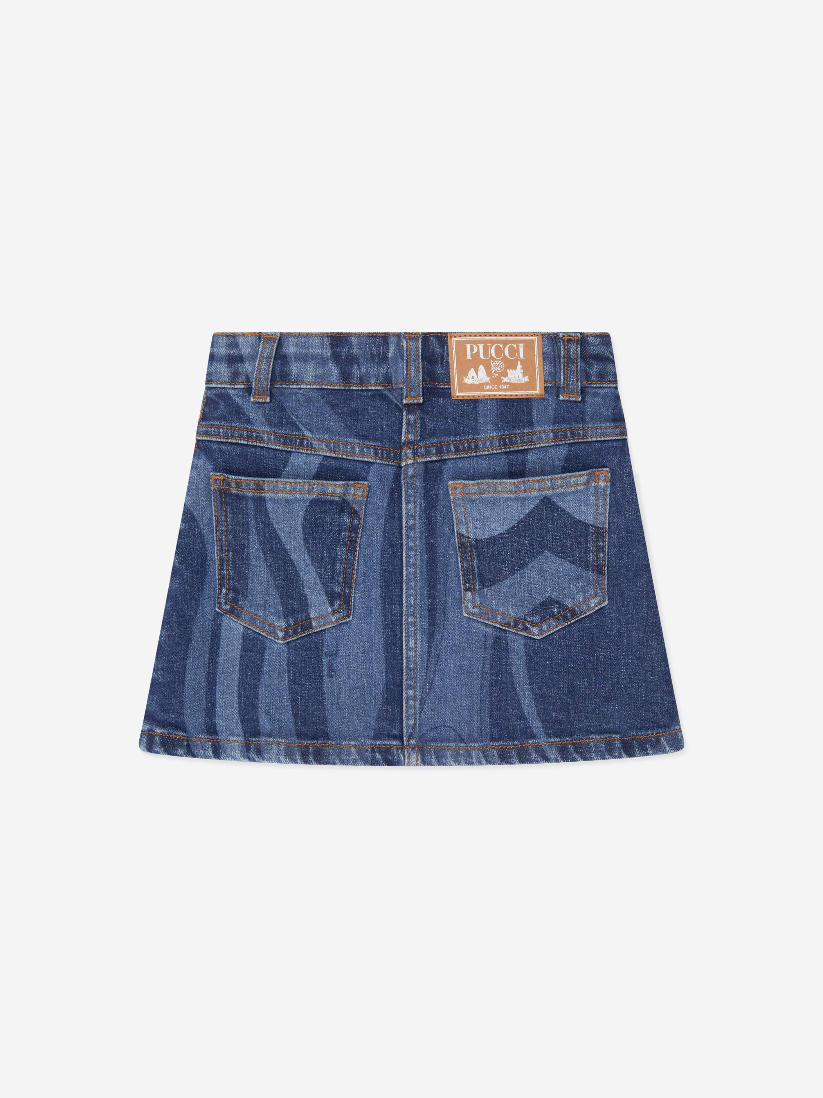 Pucci Girls Denim Skirt in Blue