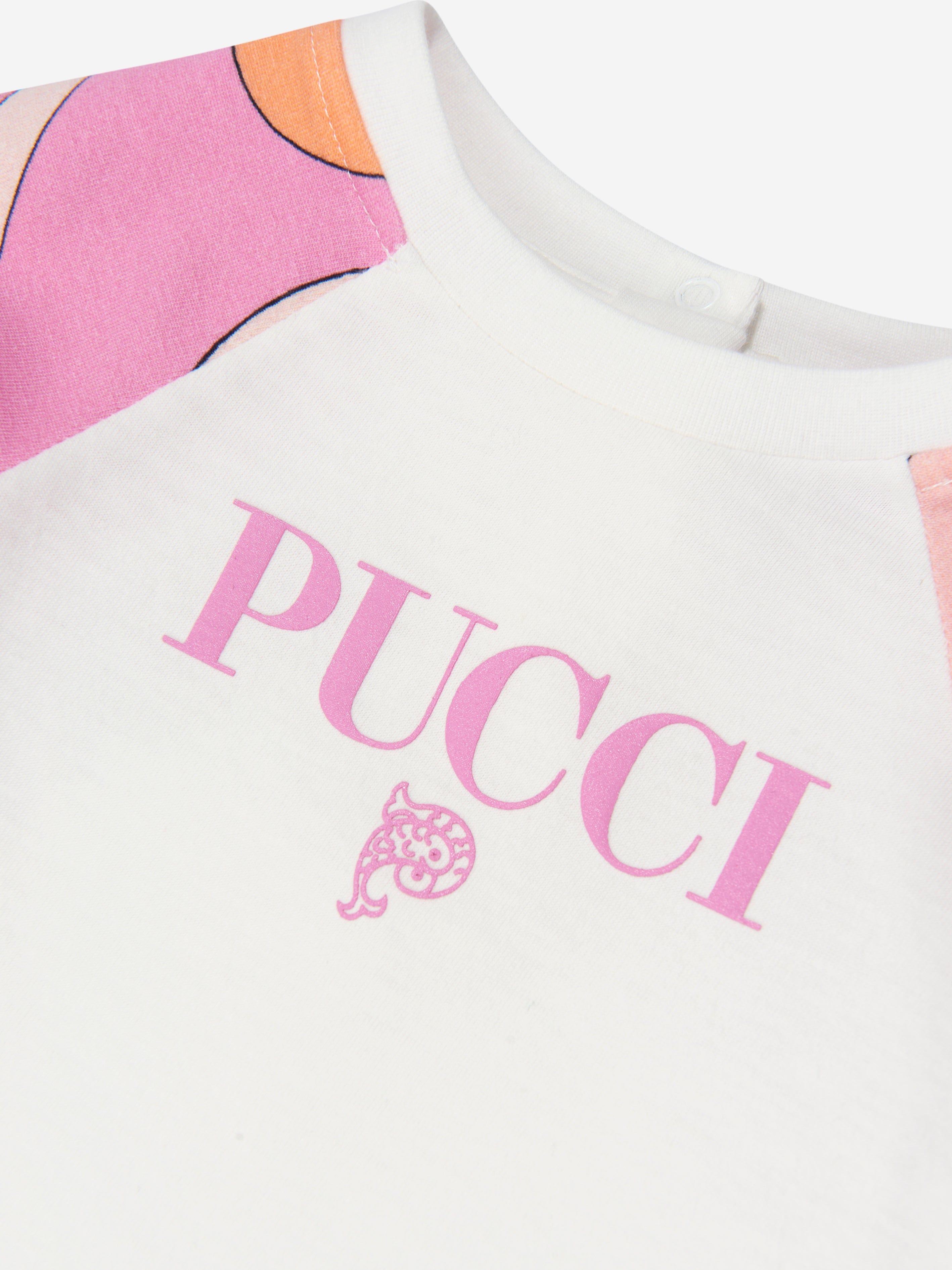 Pucci Baby Girls Long Sleeve T-Shirt in Ivory