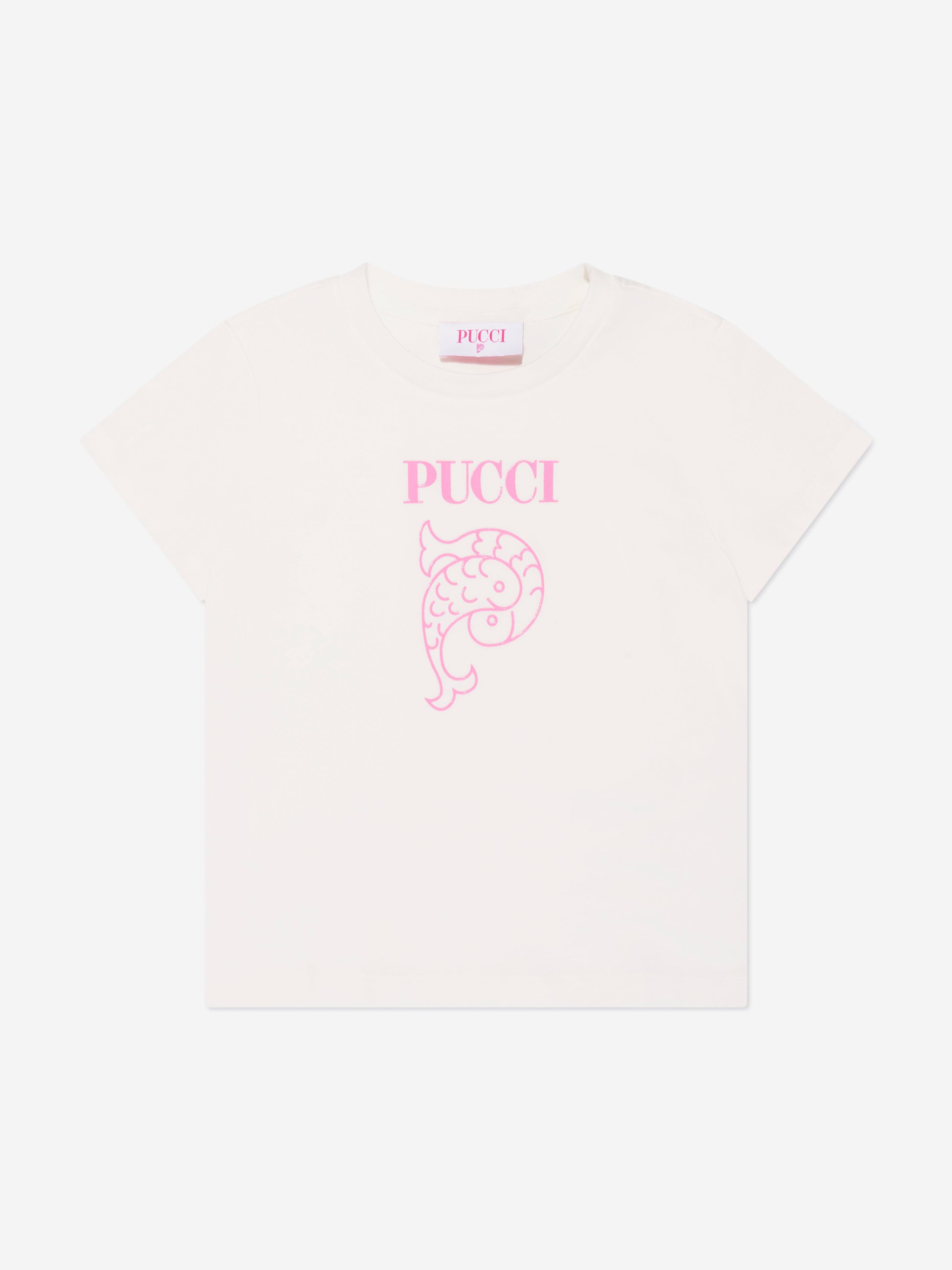 Pucci Girls Logo T-Shirt in Ivory