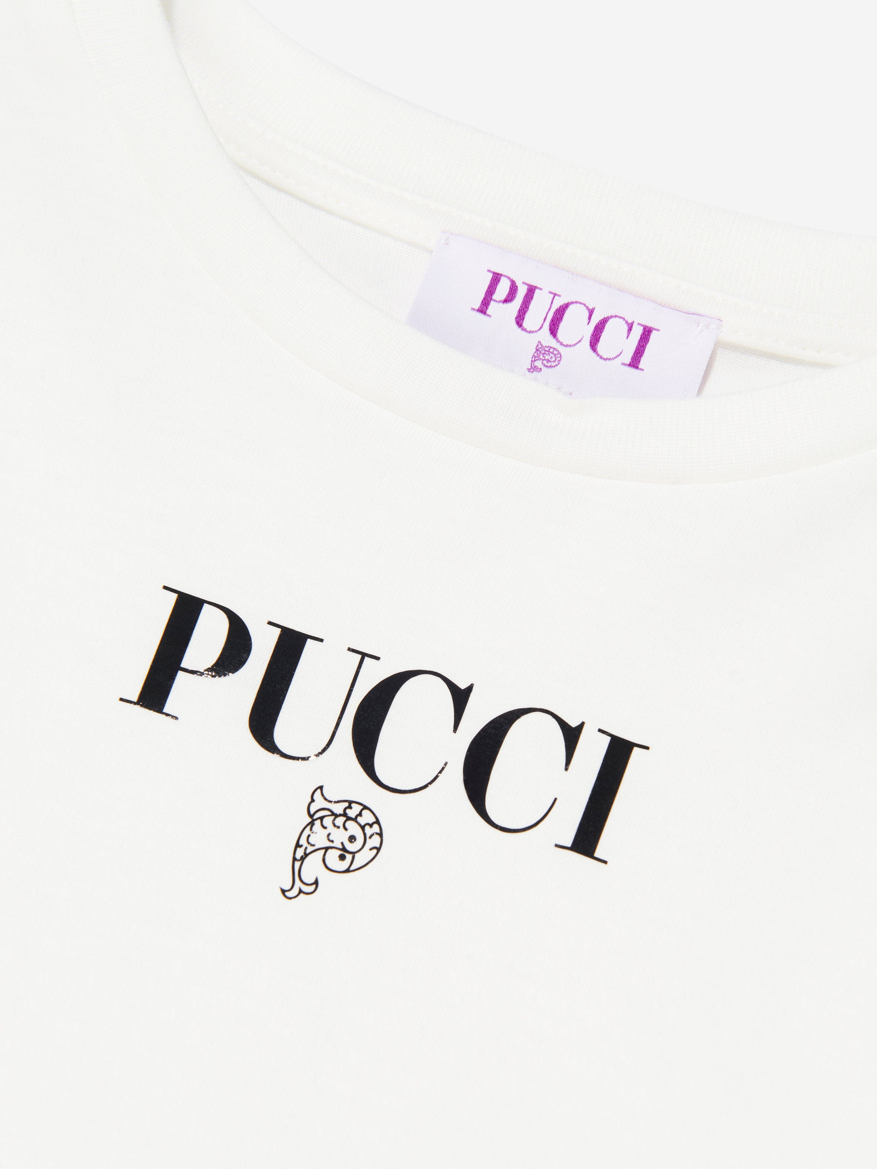 Pucci Girls Long Sleeve T-Shirt in Ivory