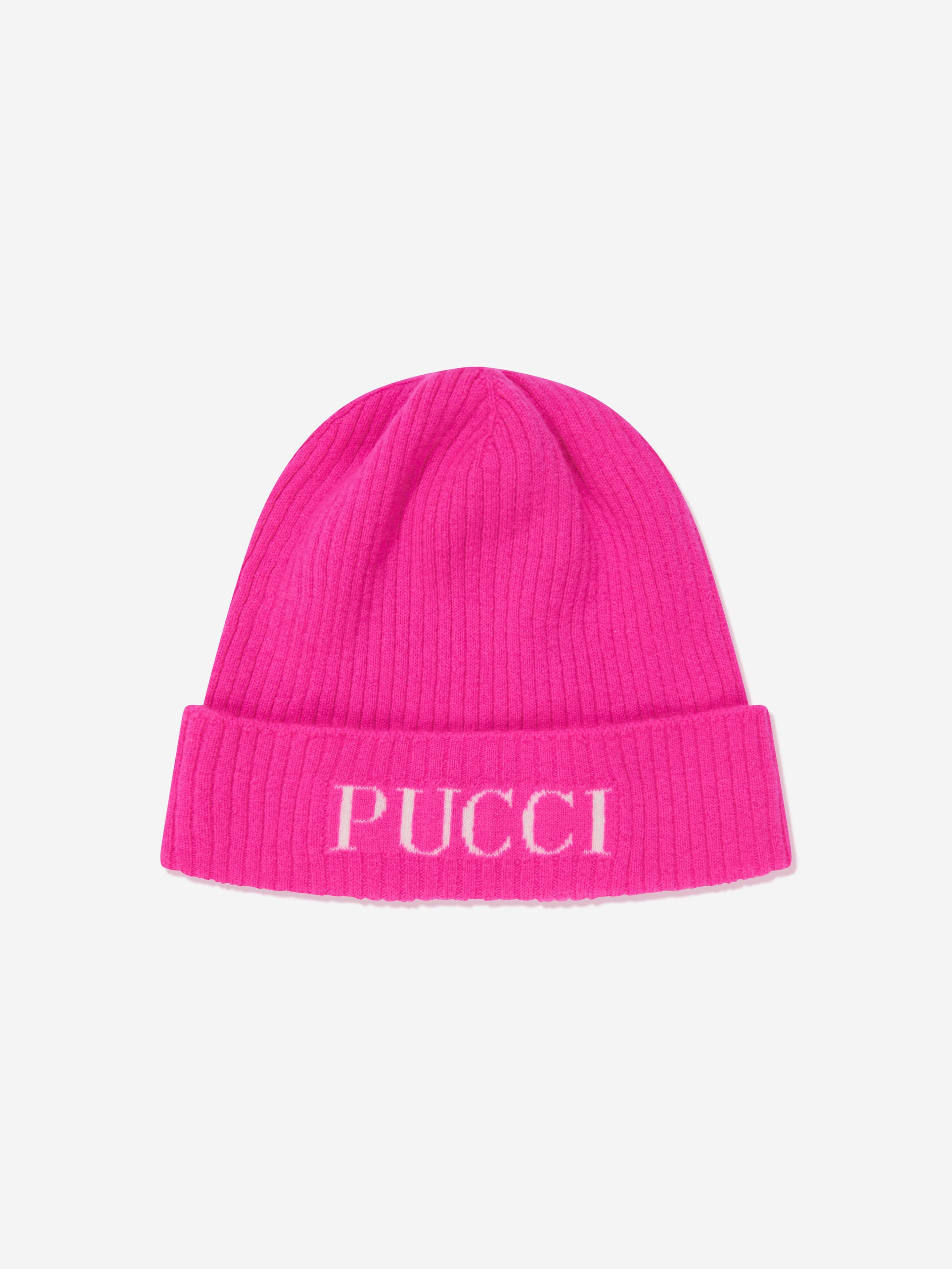 Pucci Girls Logo Beanie Hat in Pink