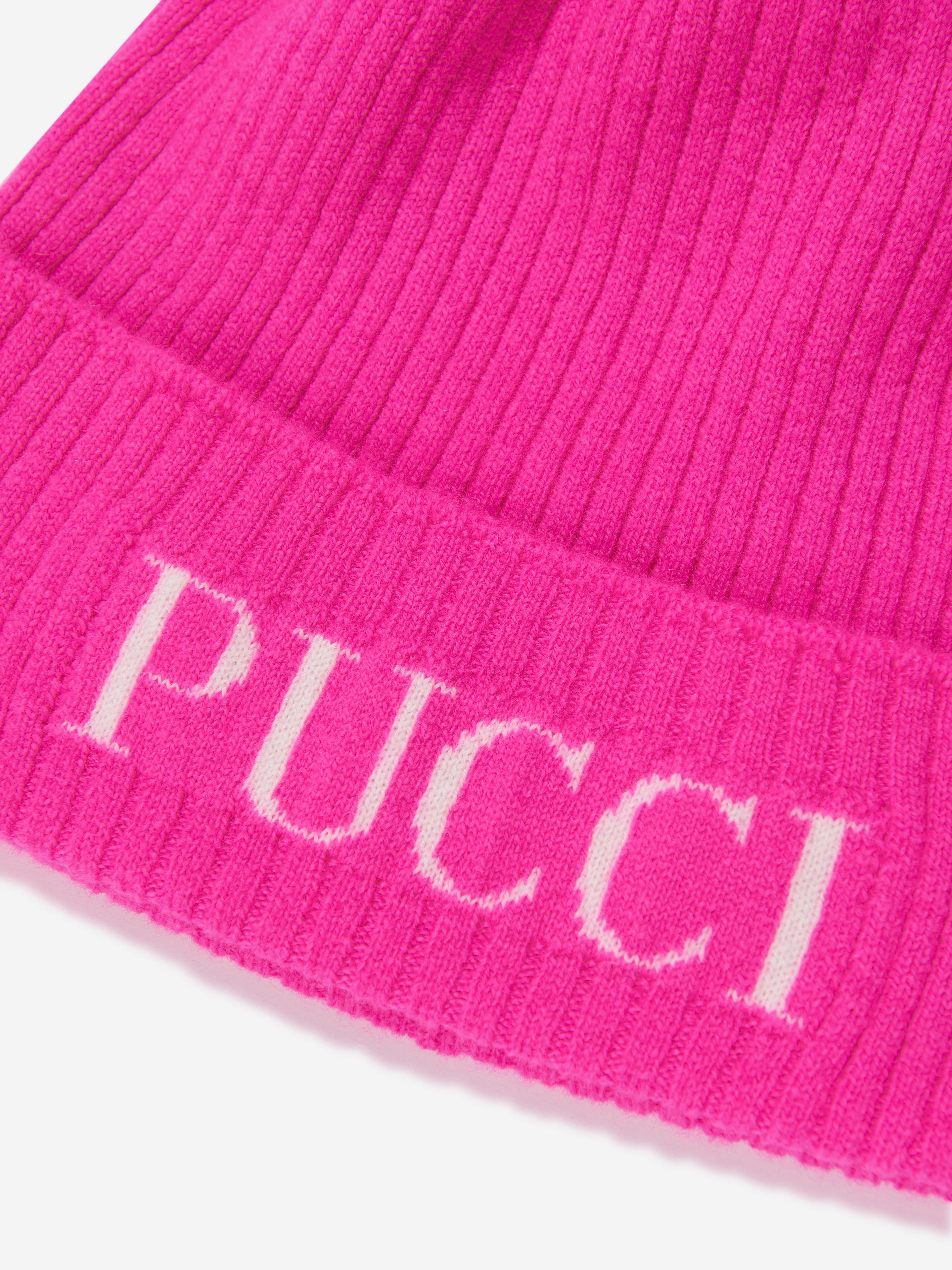 Pucci Girls Logo Beanie Hat in Pink