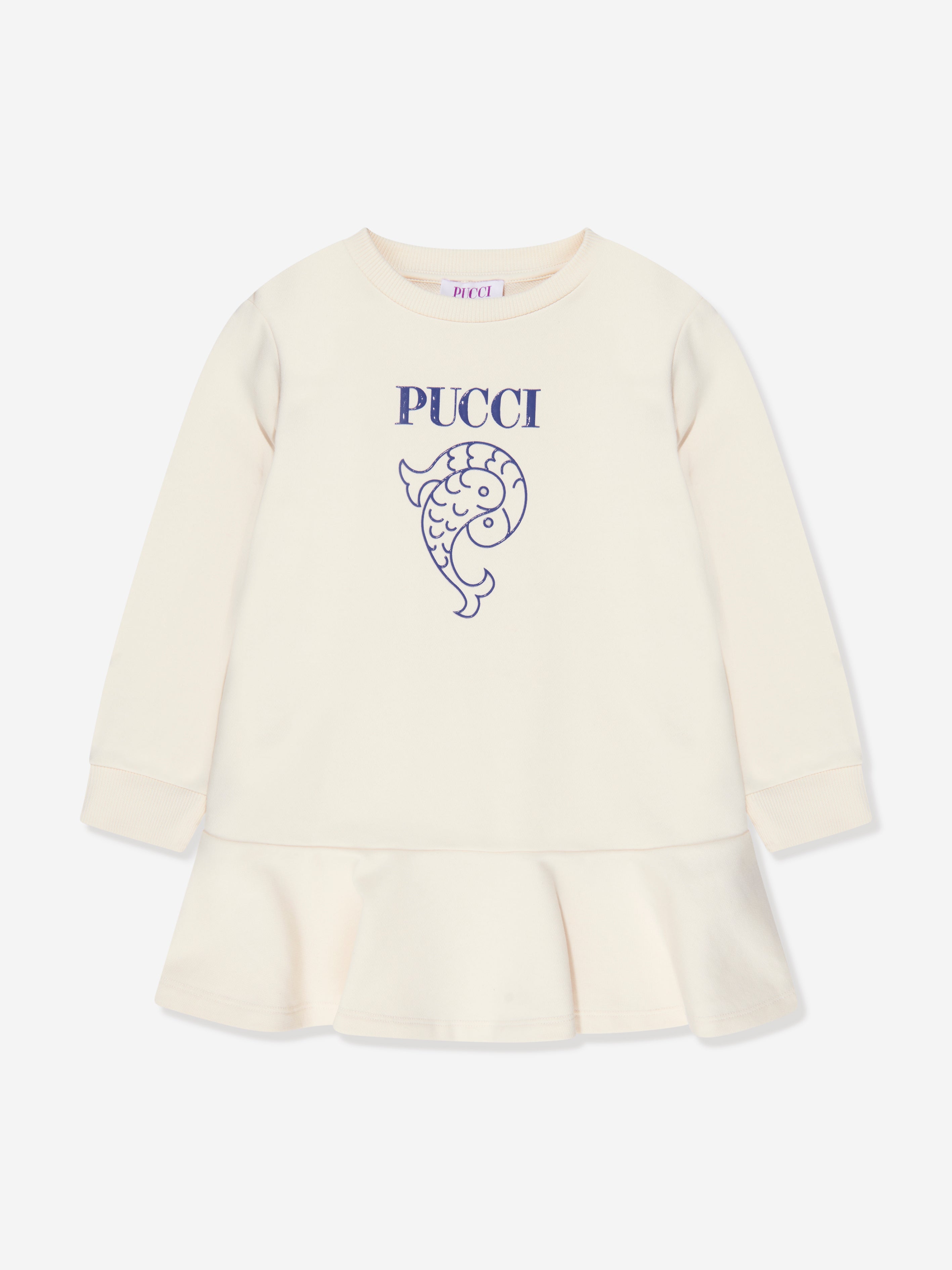 Pucci Girls Logo Jersey Dress in Ivory