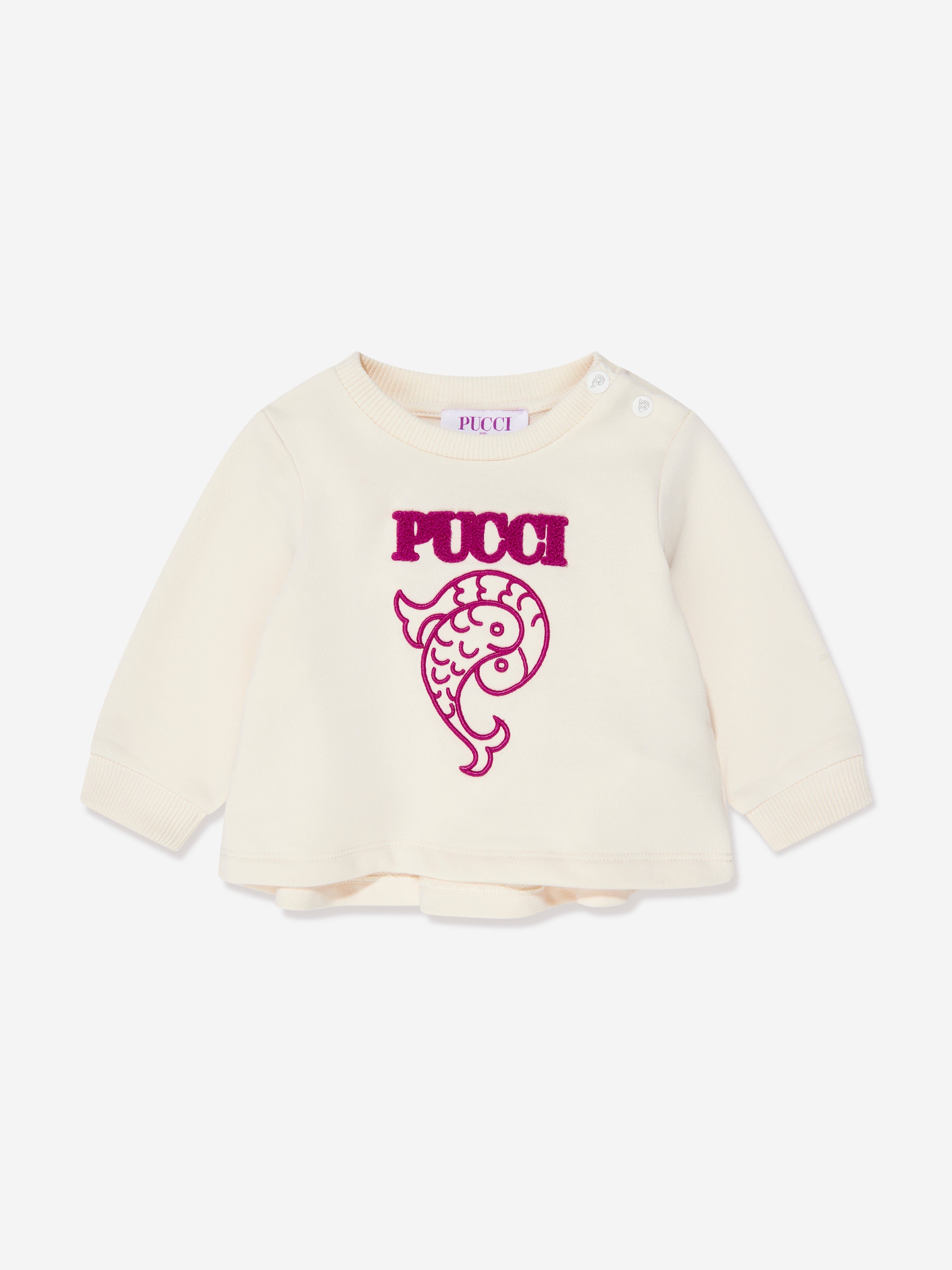 Pucci Baby Girls Logo Sweatshirt in Ivory