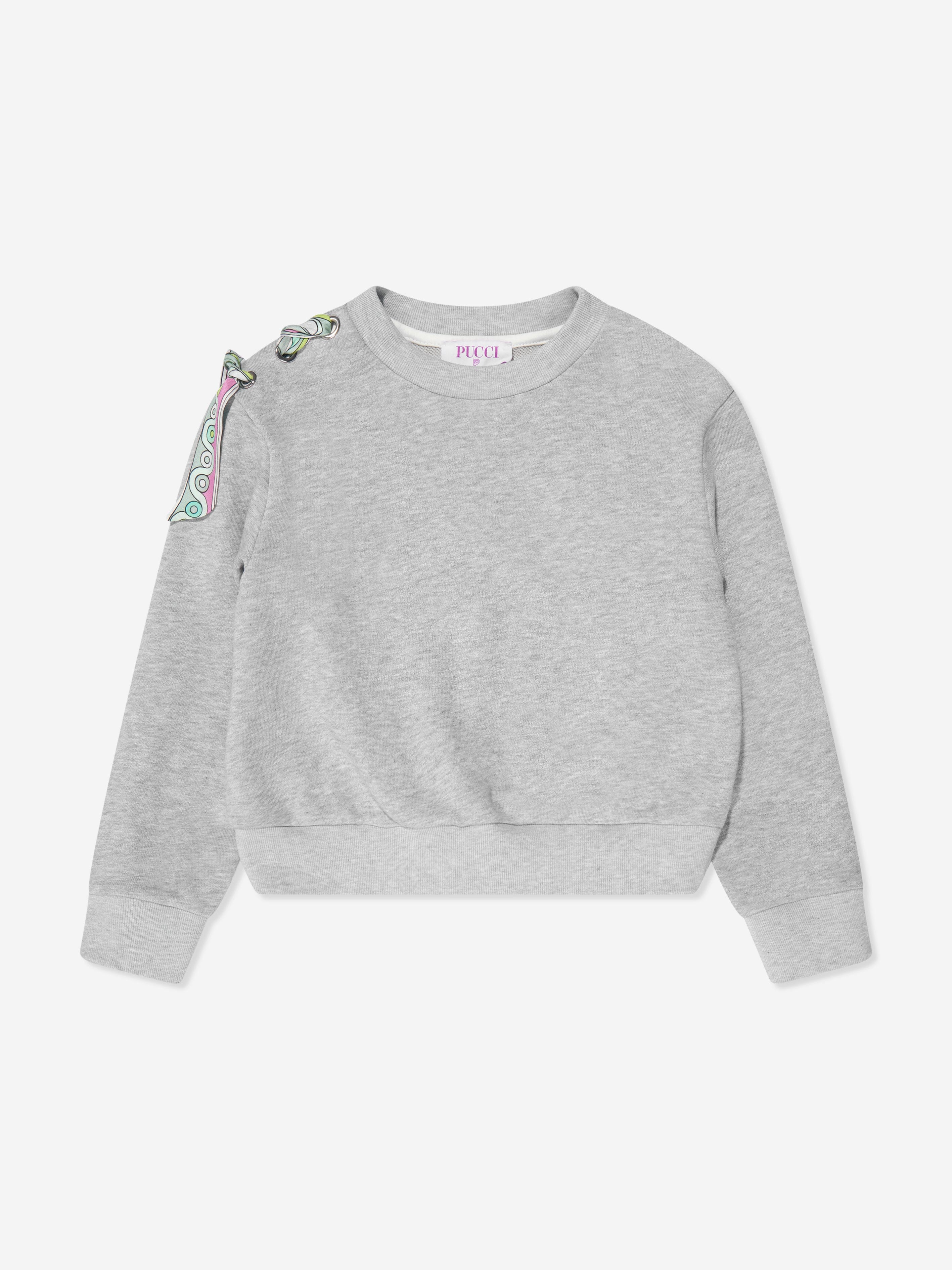 Pucci Girls Ribbon Sweatshirt in Grey