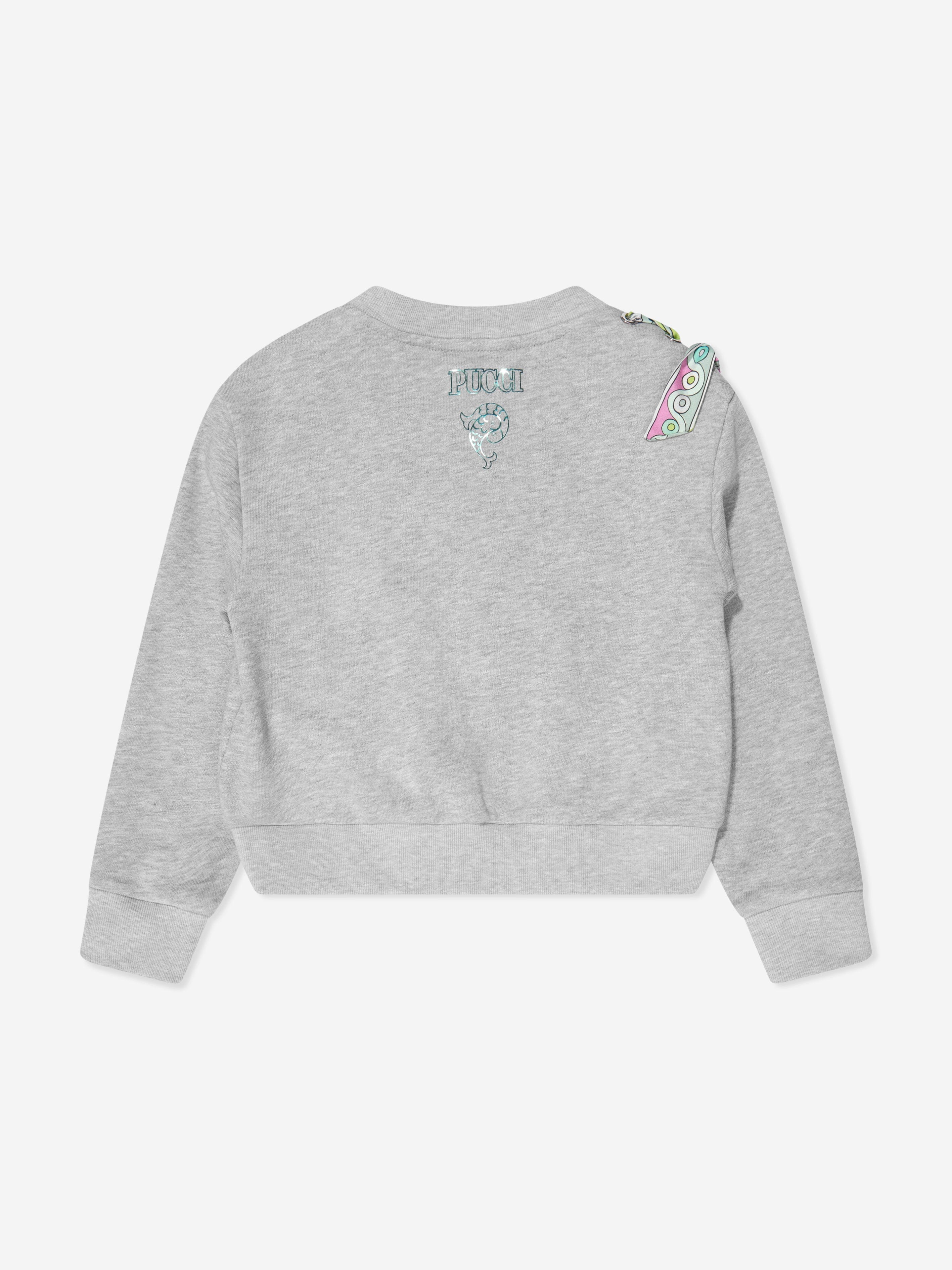 Pucci Girls Ribbon Sweatshirt in Grey