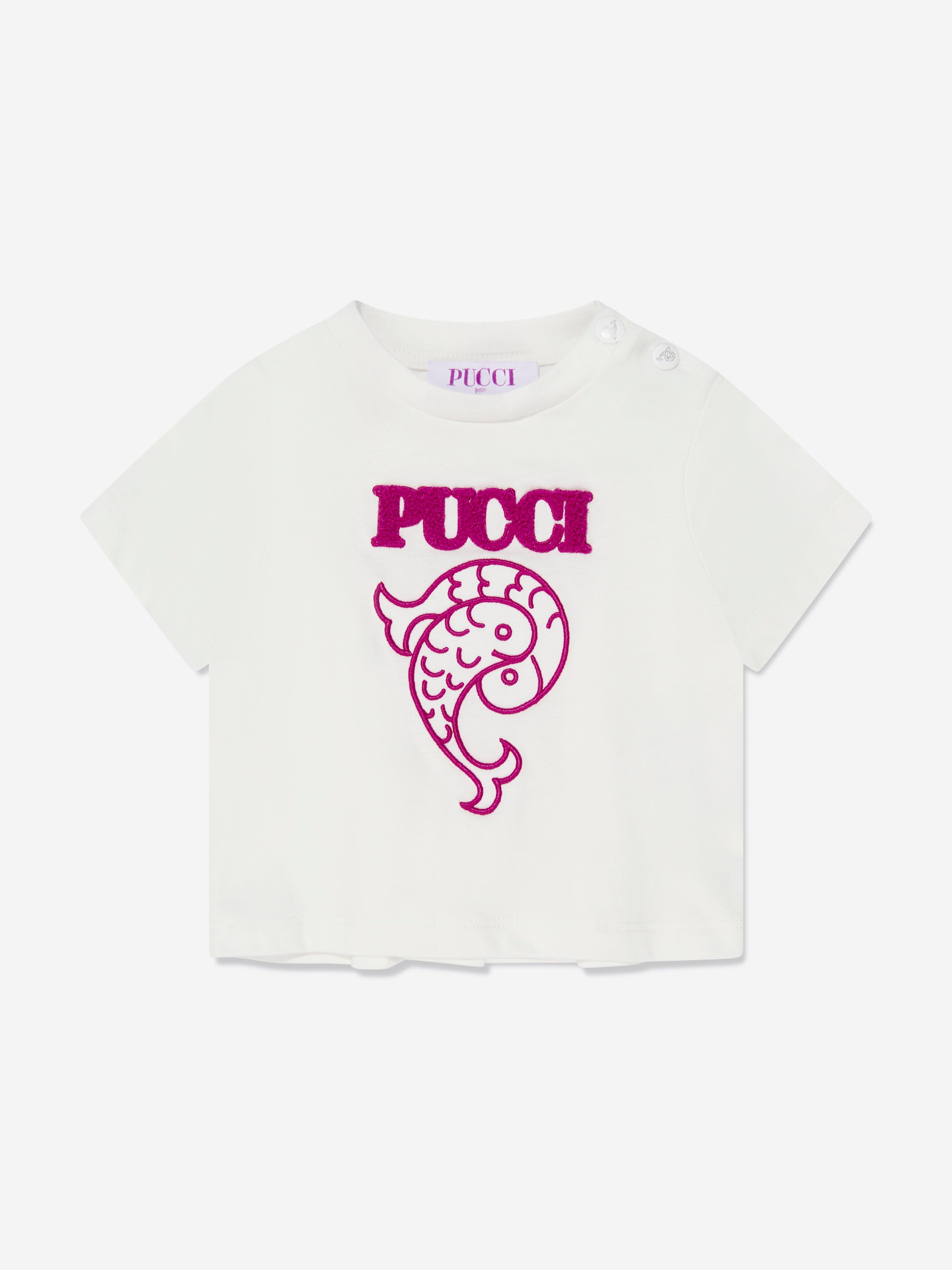 Pucci Baby Girls Logo T-Shirt in Ivory